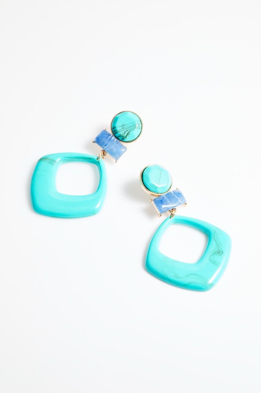 Turquoise & Blue Party Drop Earrings