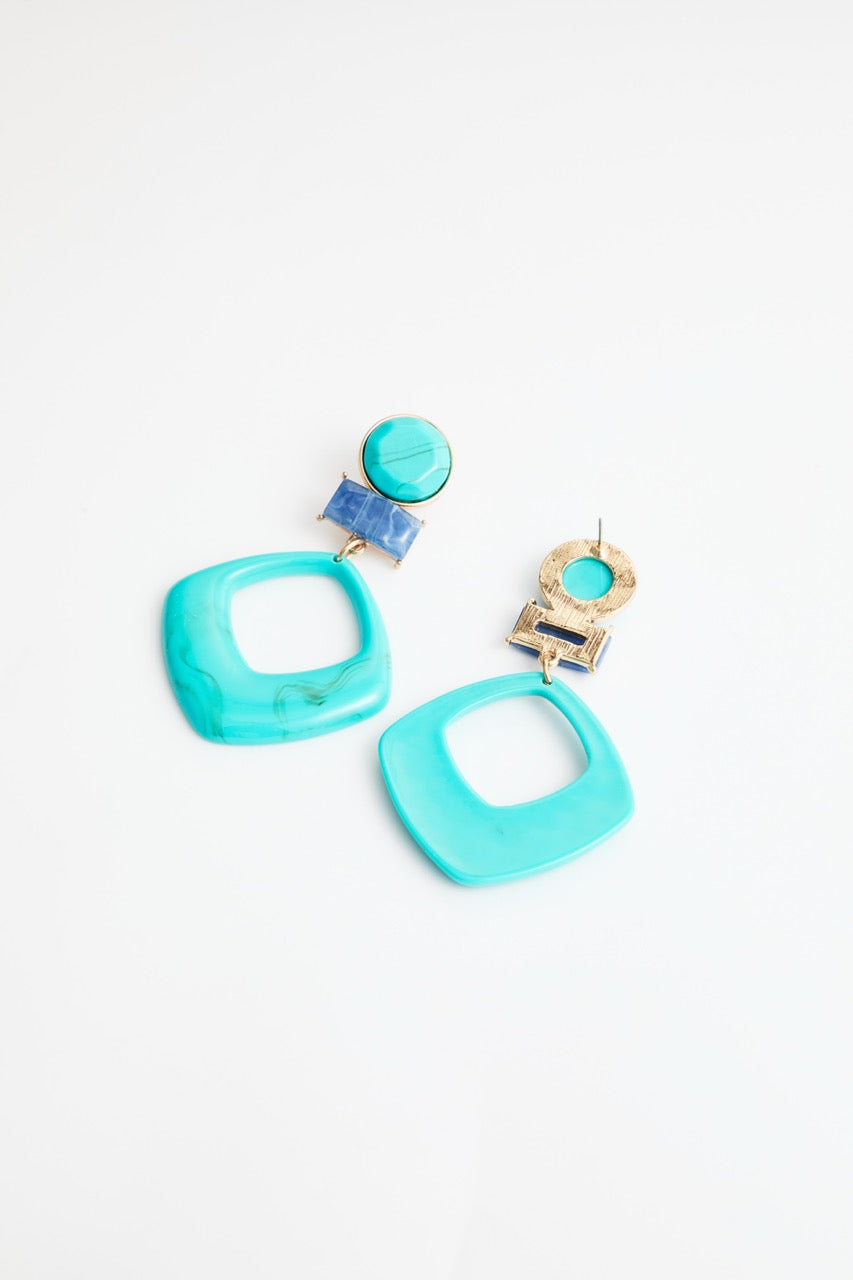 Turquoise & Blue Party Drop Earrings