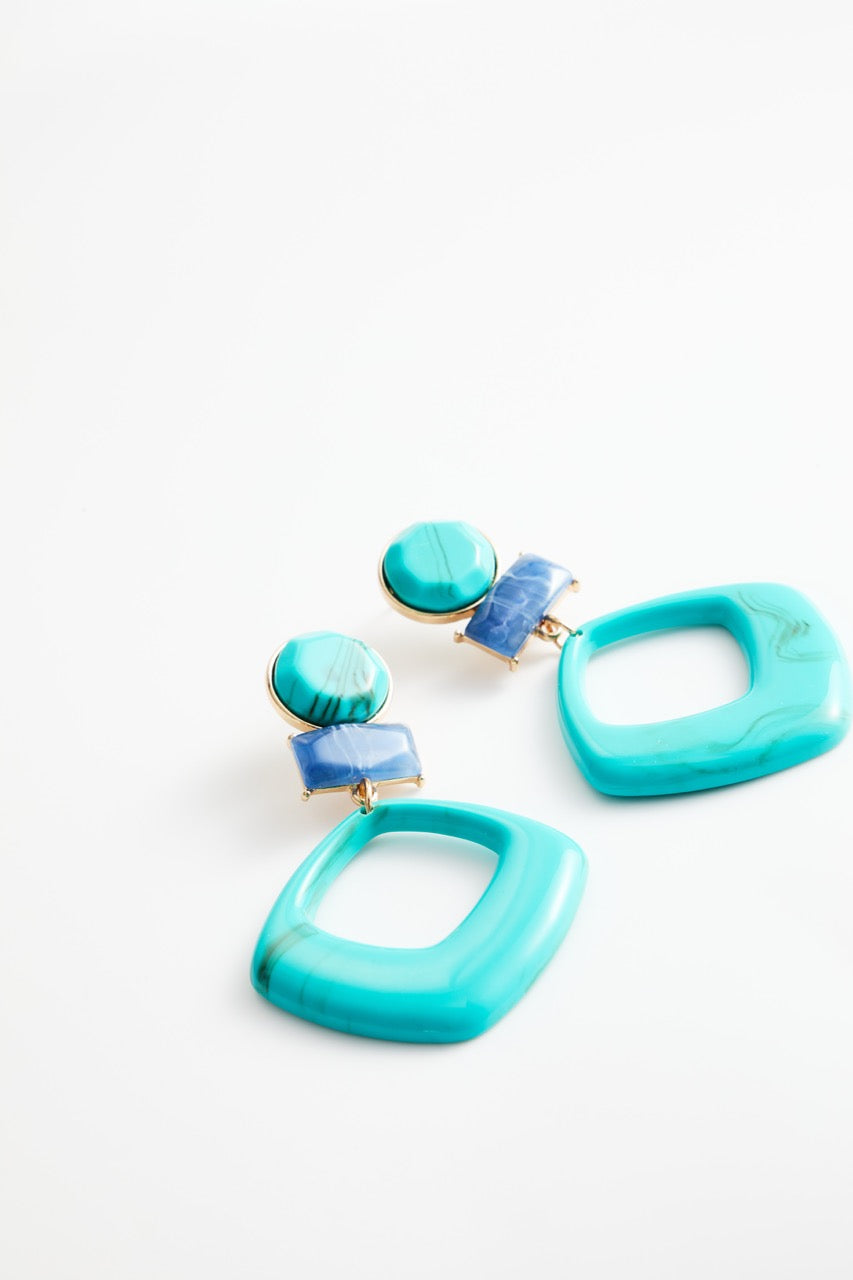 Turquoise & Blue Party Drop Earrings