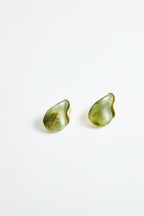 Green & gold marble Teardrop Stud Earrings