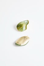 Green & gold marble Teardrop Stud Earrings