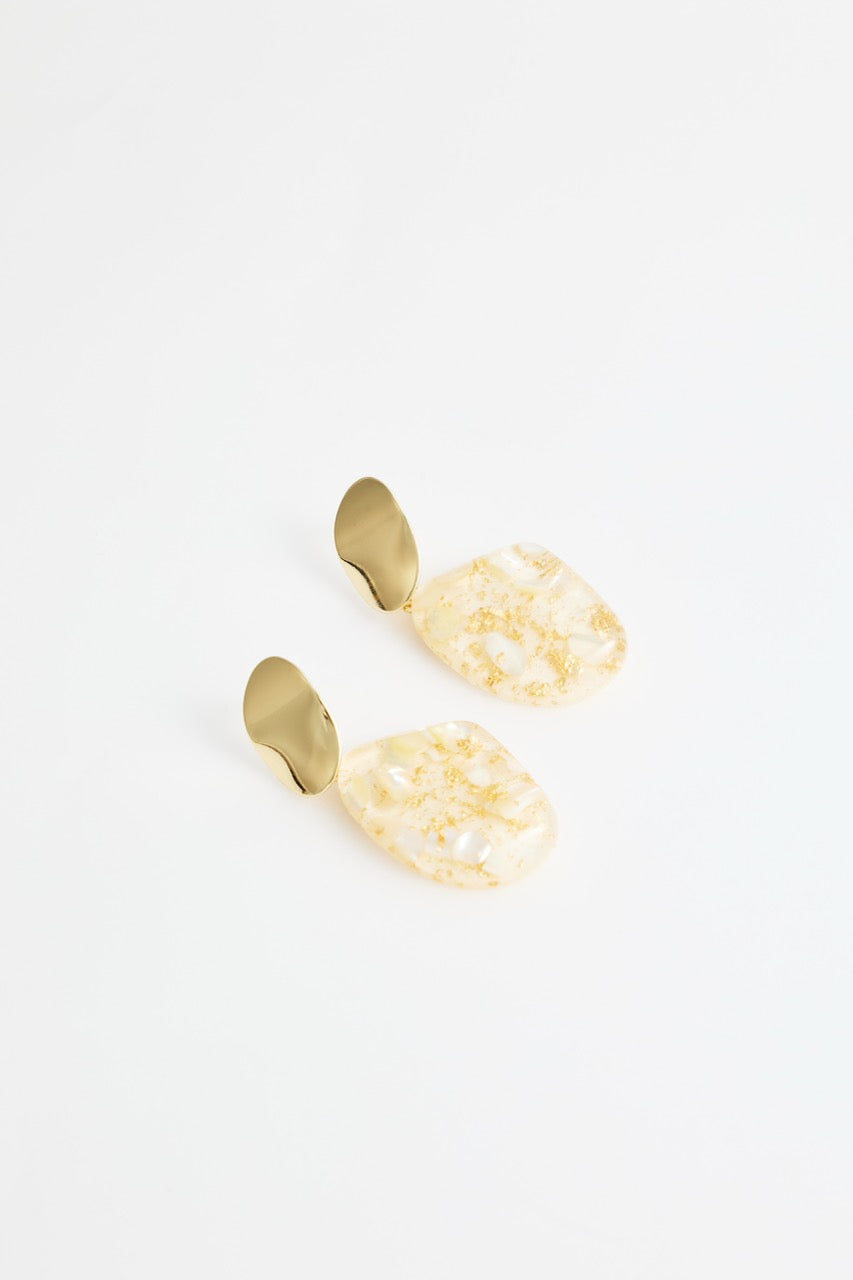 Gold plated studded stone drop earrings