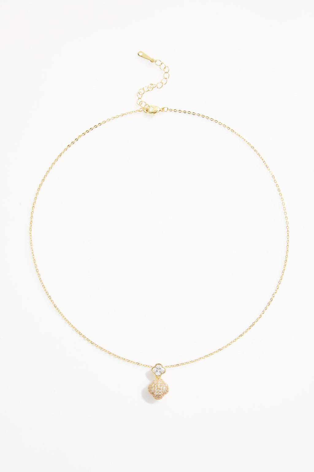 Gold-Plated Clover CZ Necklace & Earrings Set for Women