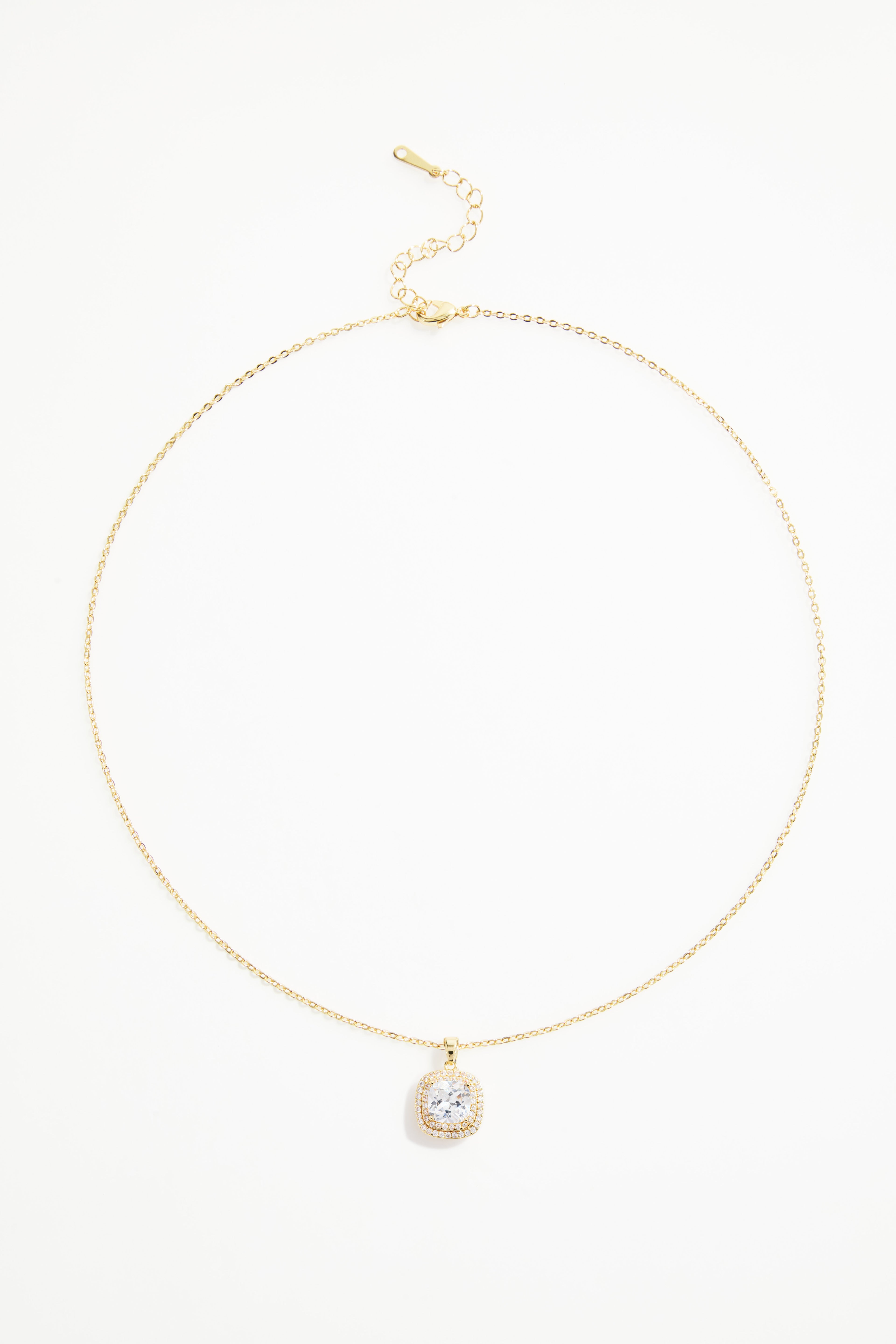 Gold-Plated square crystal necklace and earrings set,