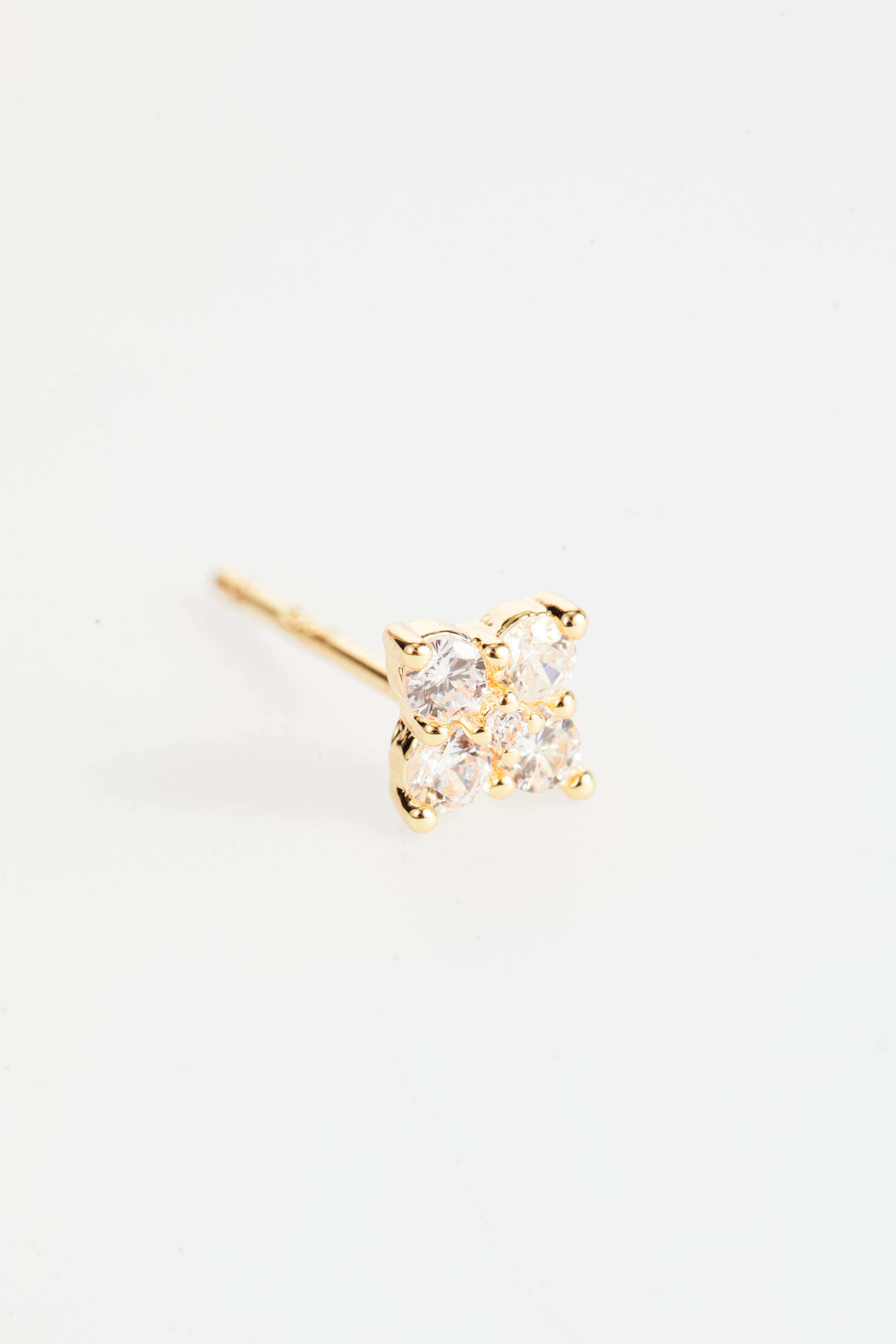 Gold-Plated Four-Crystal Clover Stud Earrings set of 3 for Women