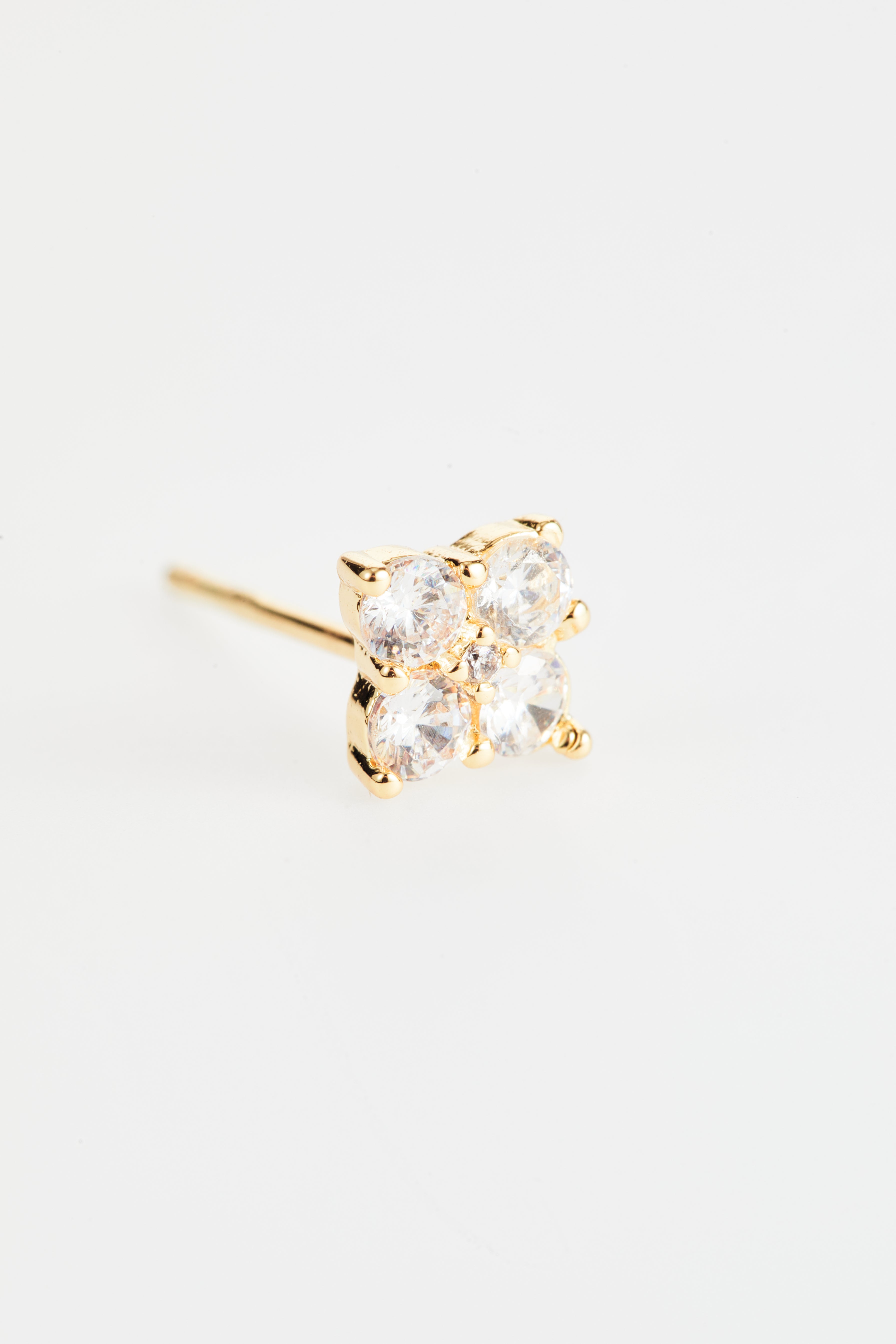 Gold-Plated Four-Crystal Clover Stud Earrings set of 3 for Women