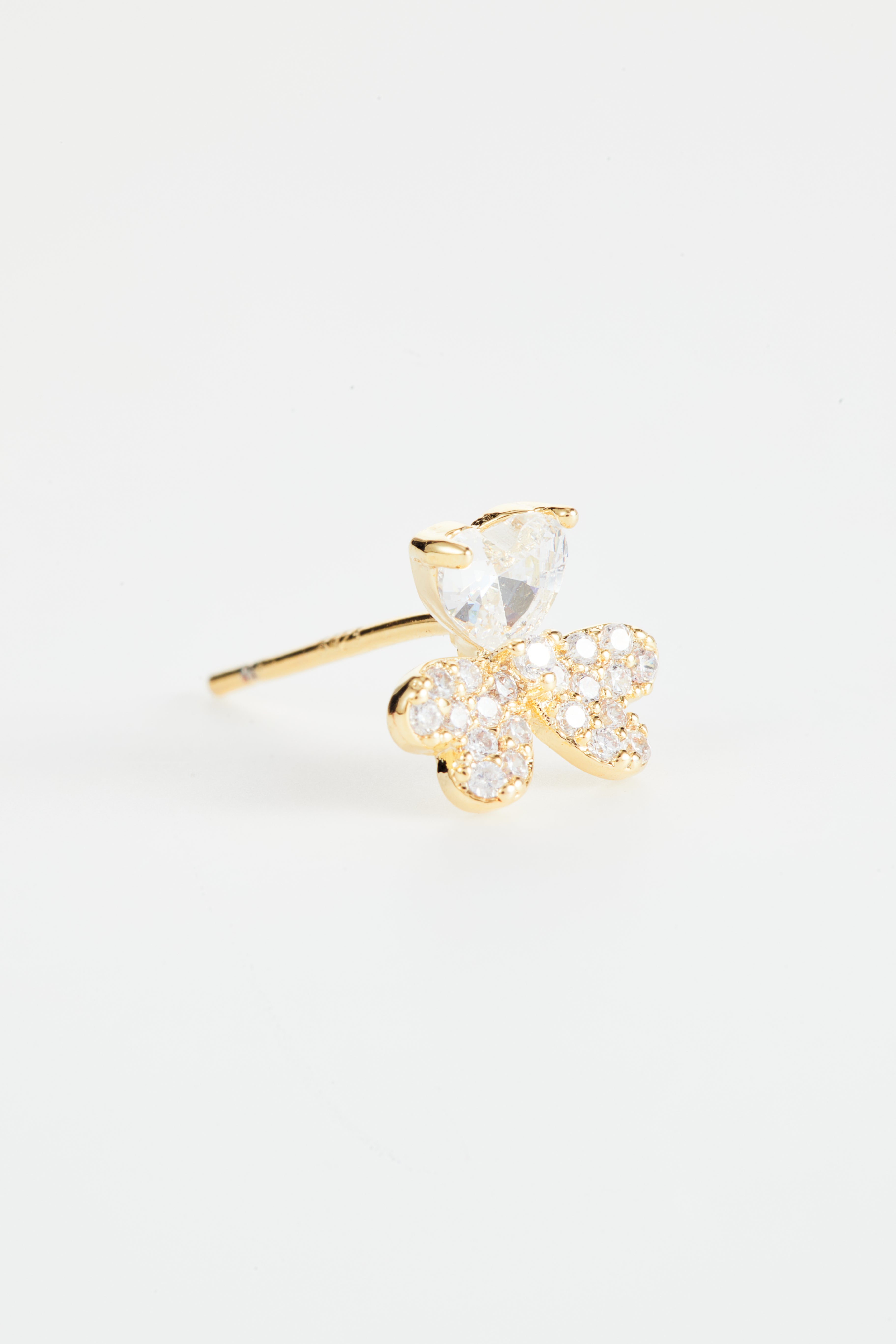 Gold-Plated CZ Heart, Flower & Pearl Stud Earring Set of 3 for Women