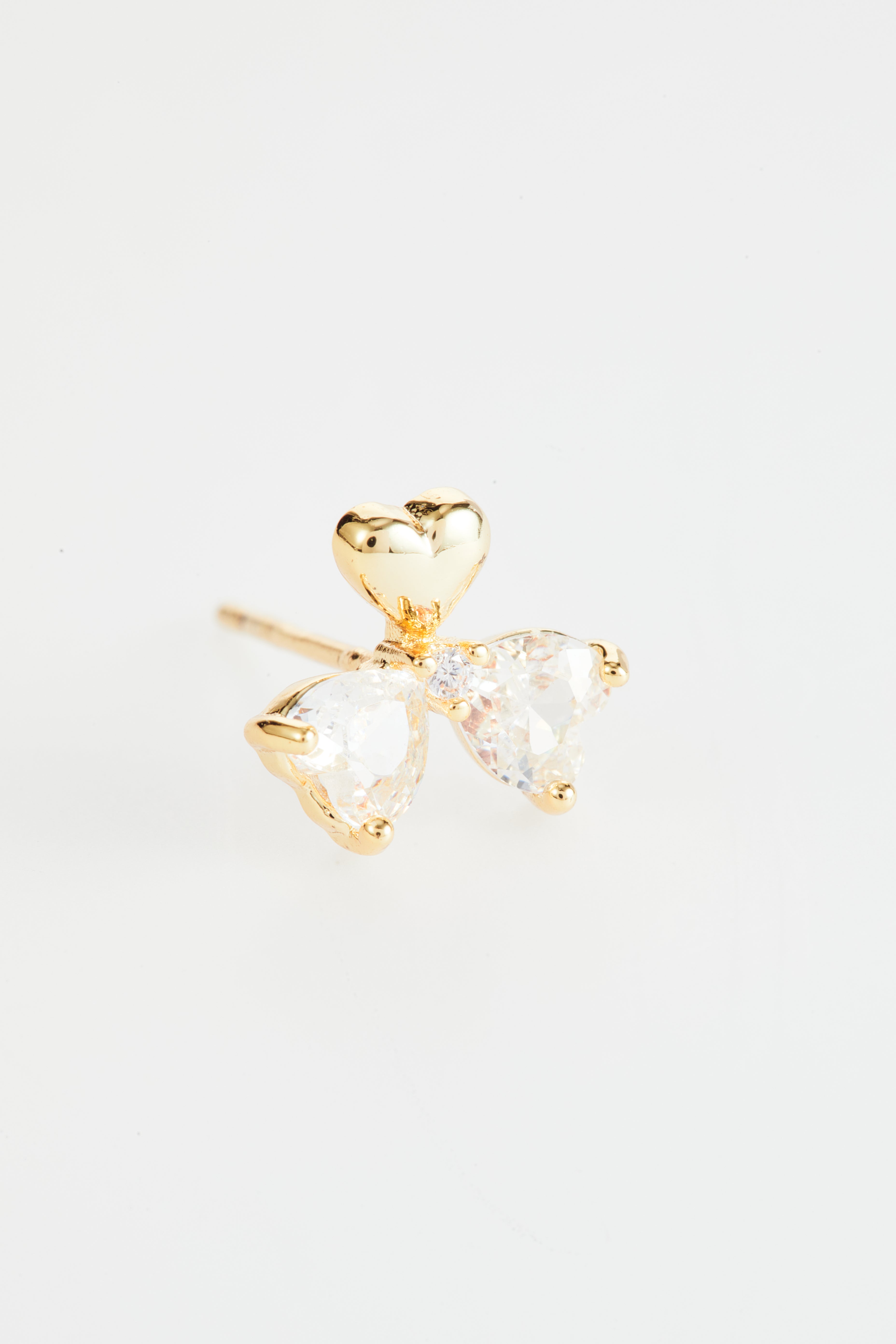 Gold-Plated CZ Flower Stud & Bow Earrings set of 3 for Women