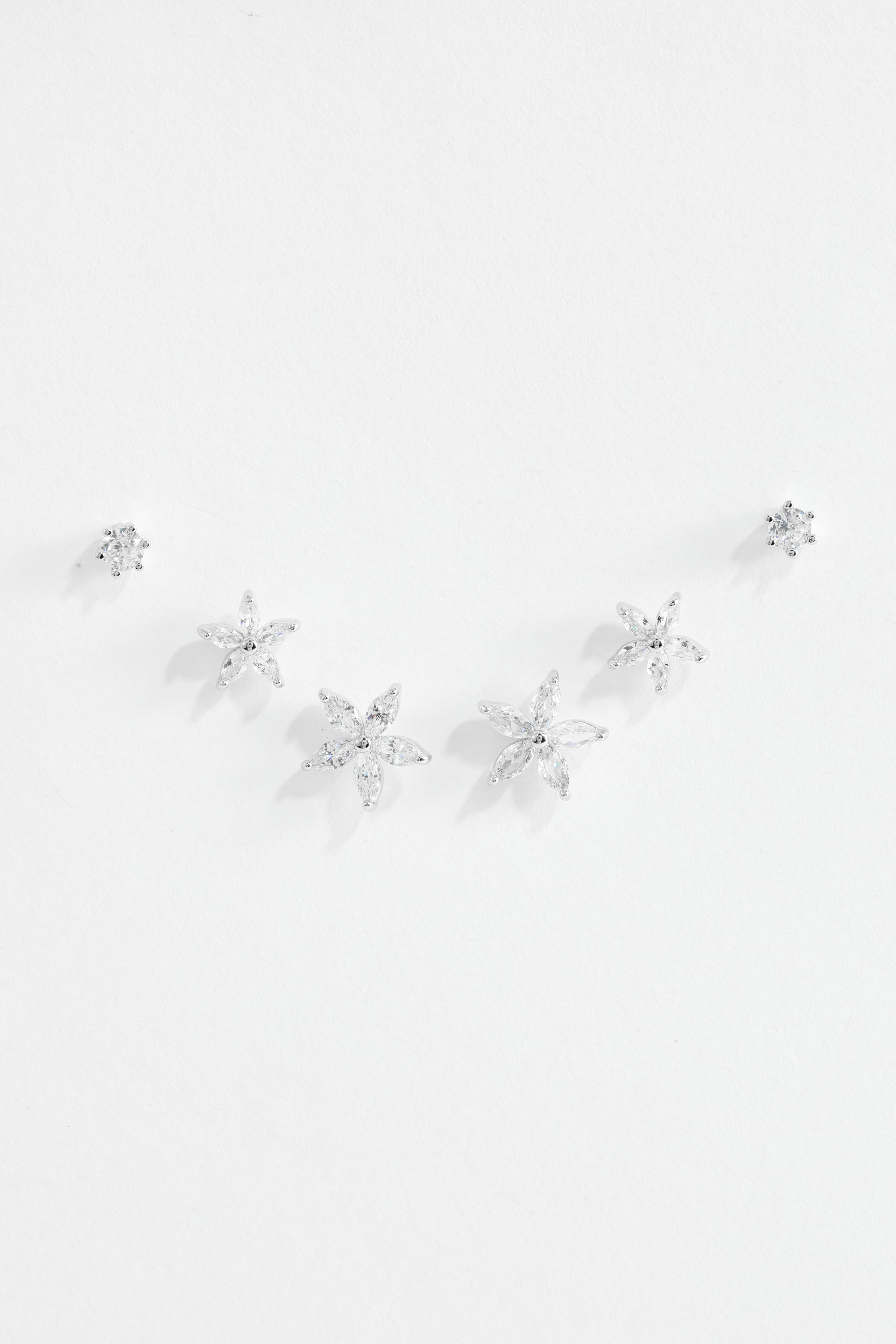 Silver-Plated Orion CZ Star Stud Earring Set of 3 for Women