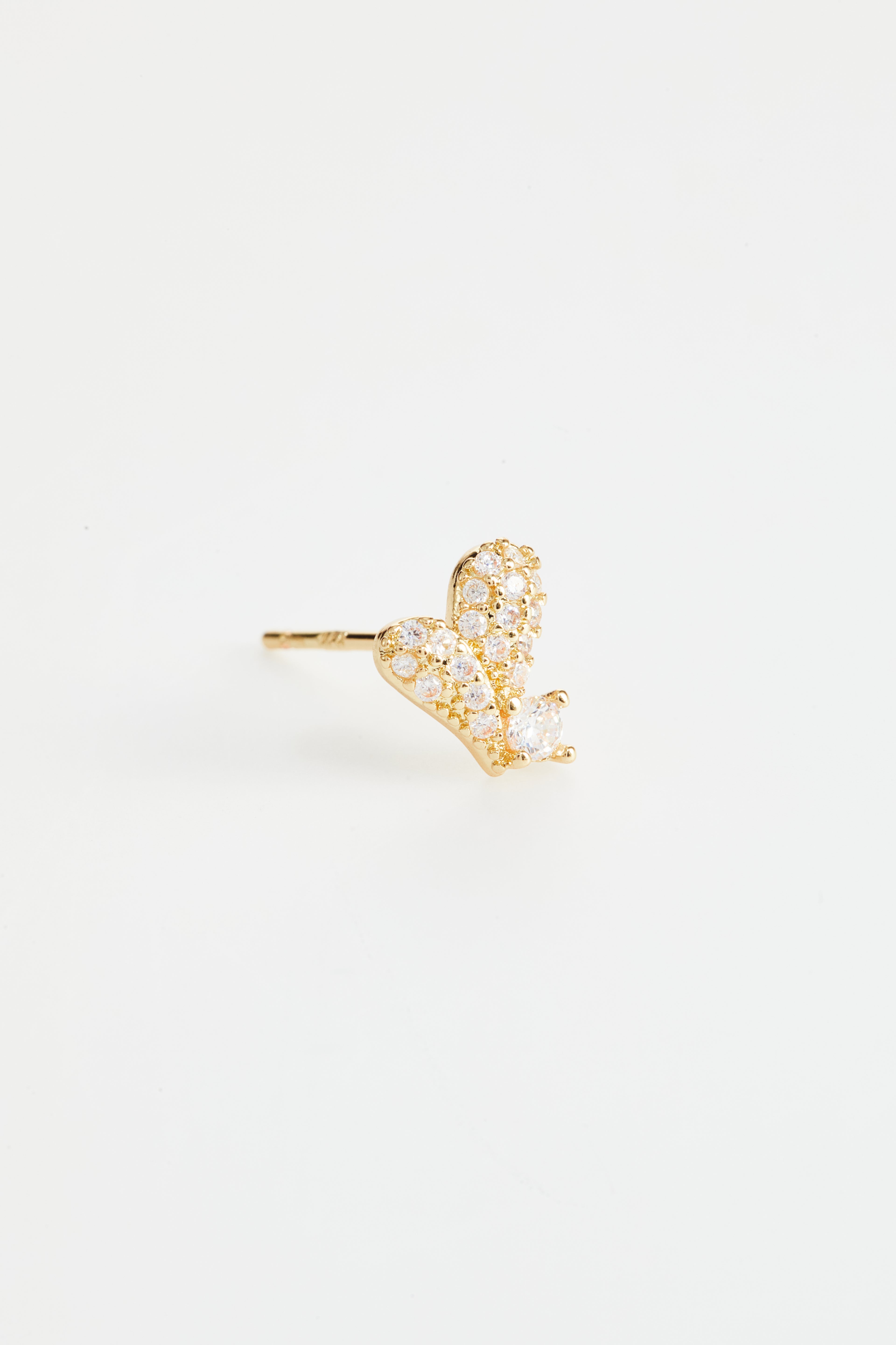 Gold-Plated CZ Heart and Pearl Stud Earring Set of 3 for Women