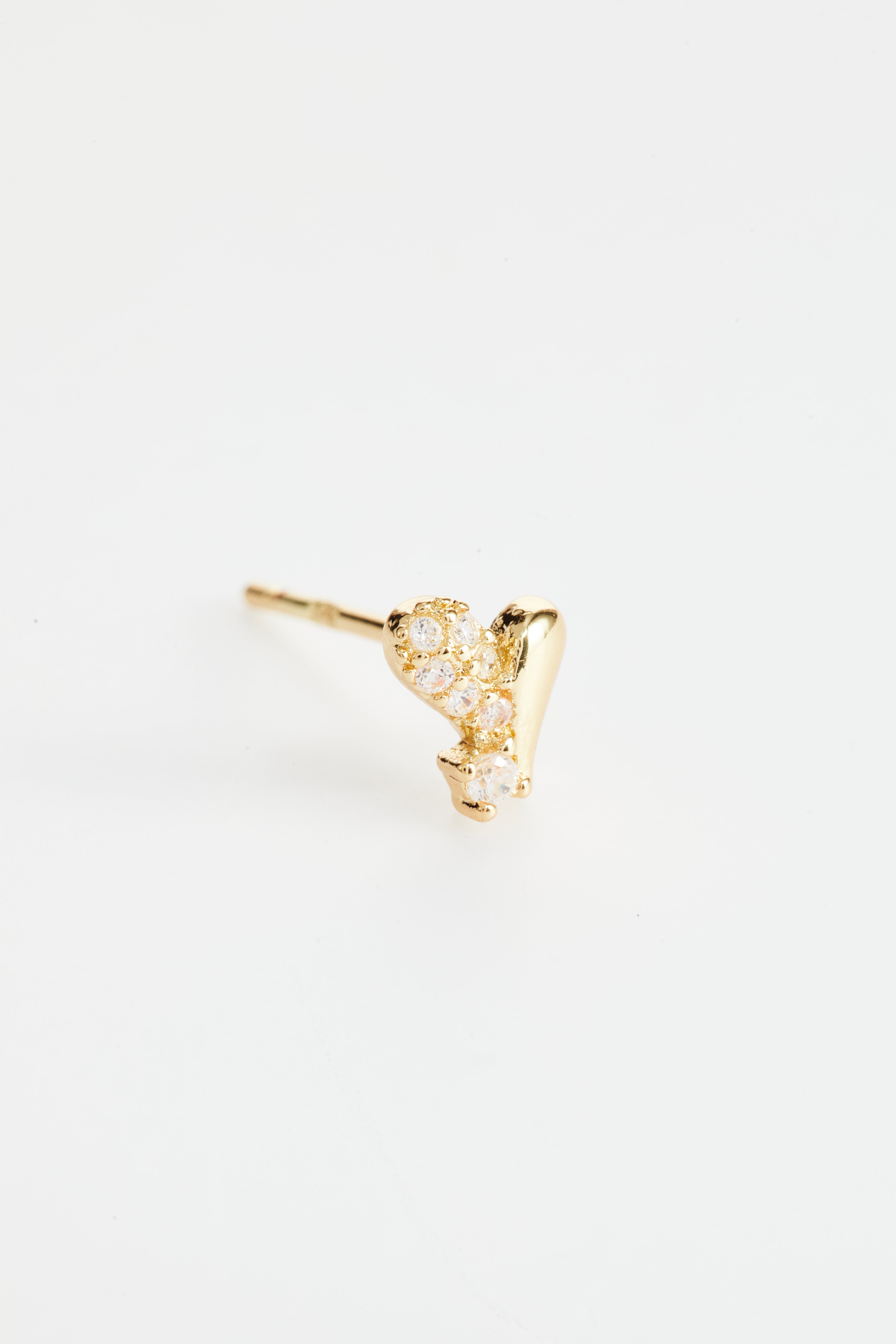 Gold-Plated CZ Heart and Pearl Stud Earring Set of 3 for Women