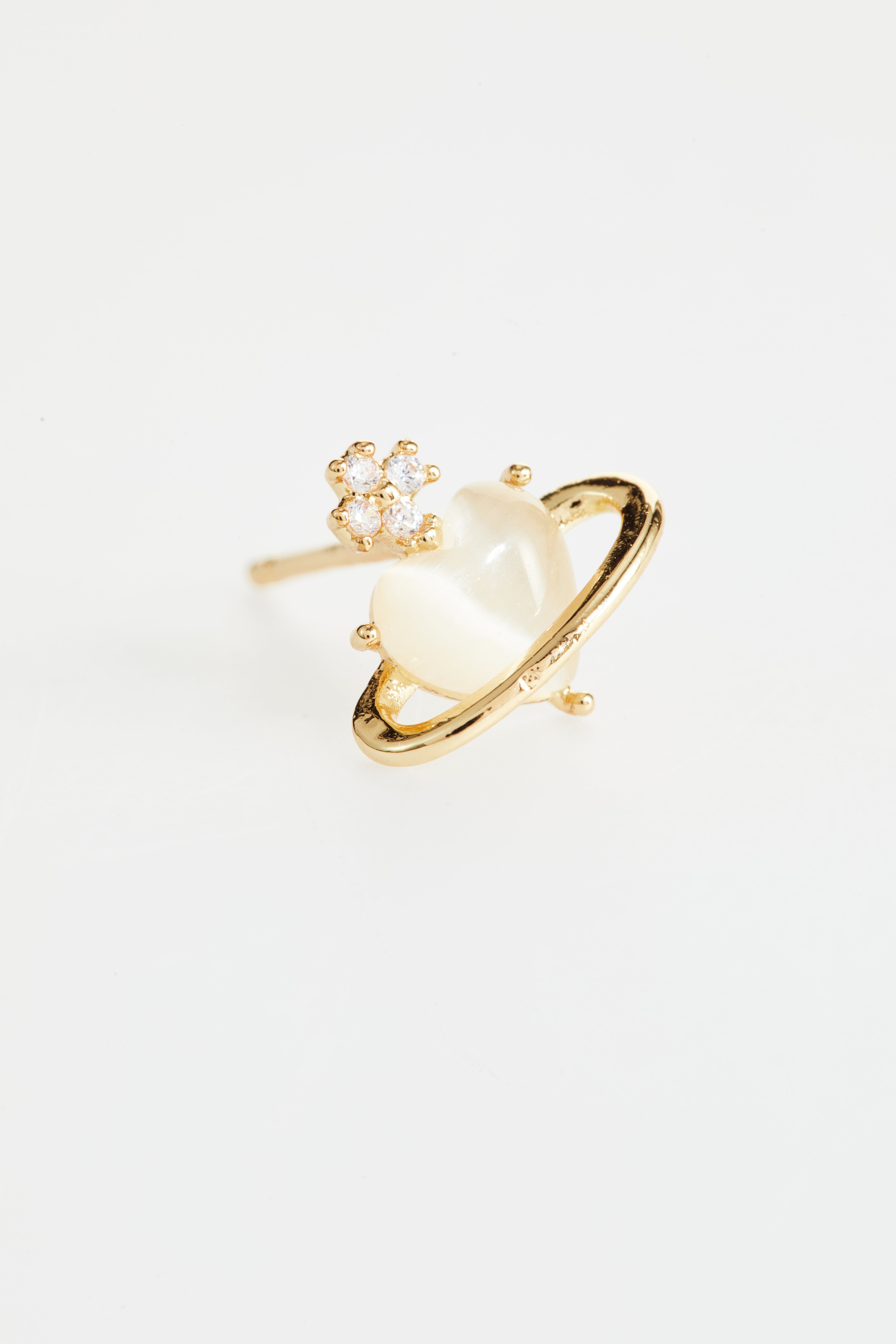 Gold-Plated Orb Heart in CZ Earrings set of 3 for Women