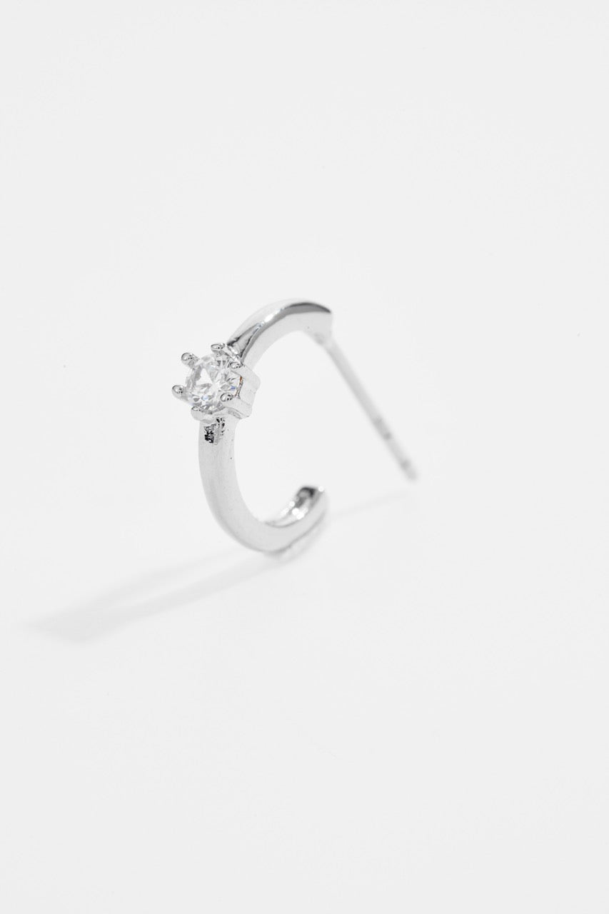 Silver-Plated Half-Hoop CZ Earrings set of 3 for Women