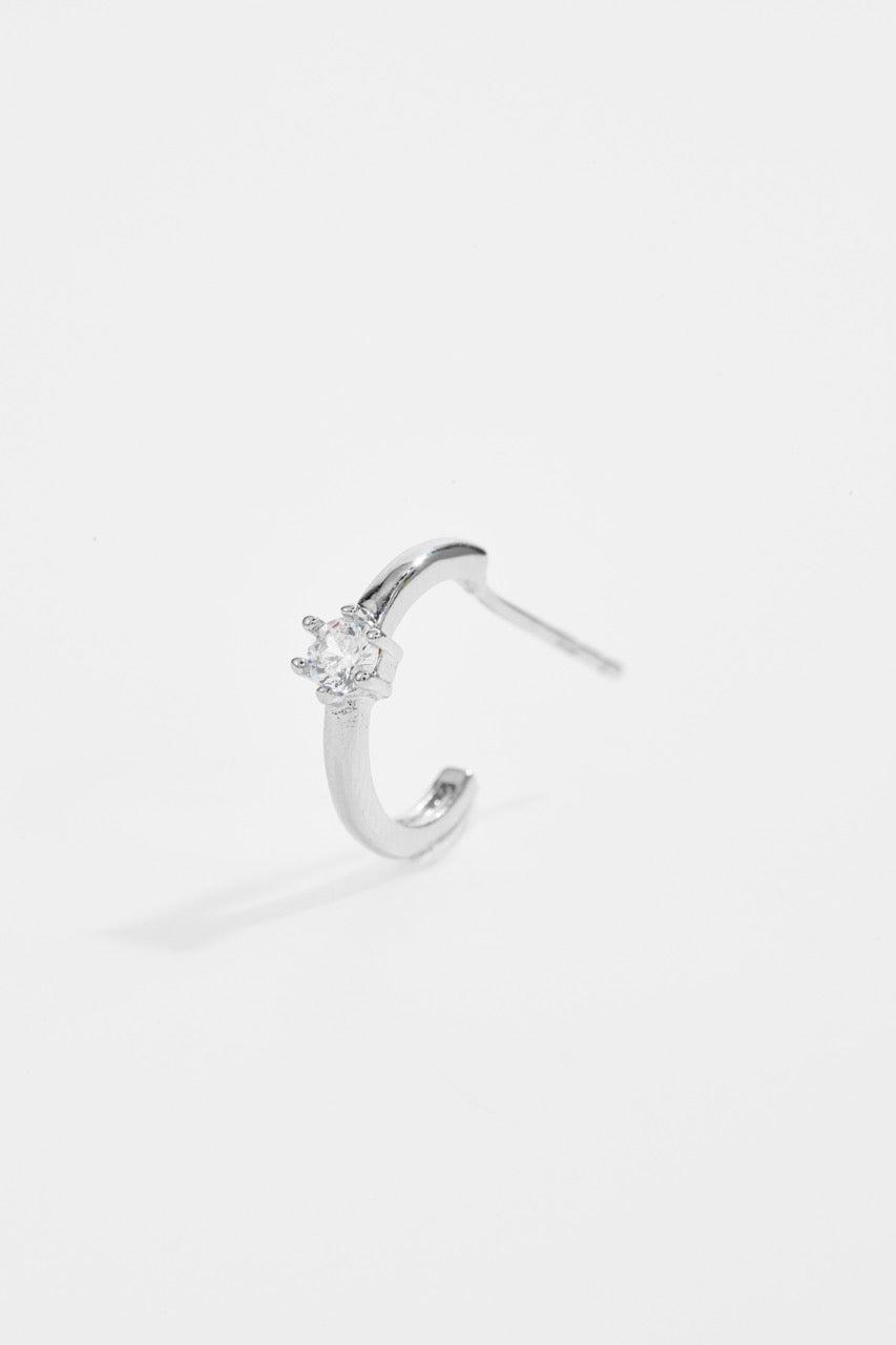 Silver-Plated Half-Hoop CZ Earrings set of 3 for Women