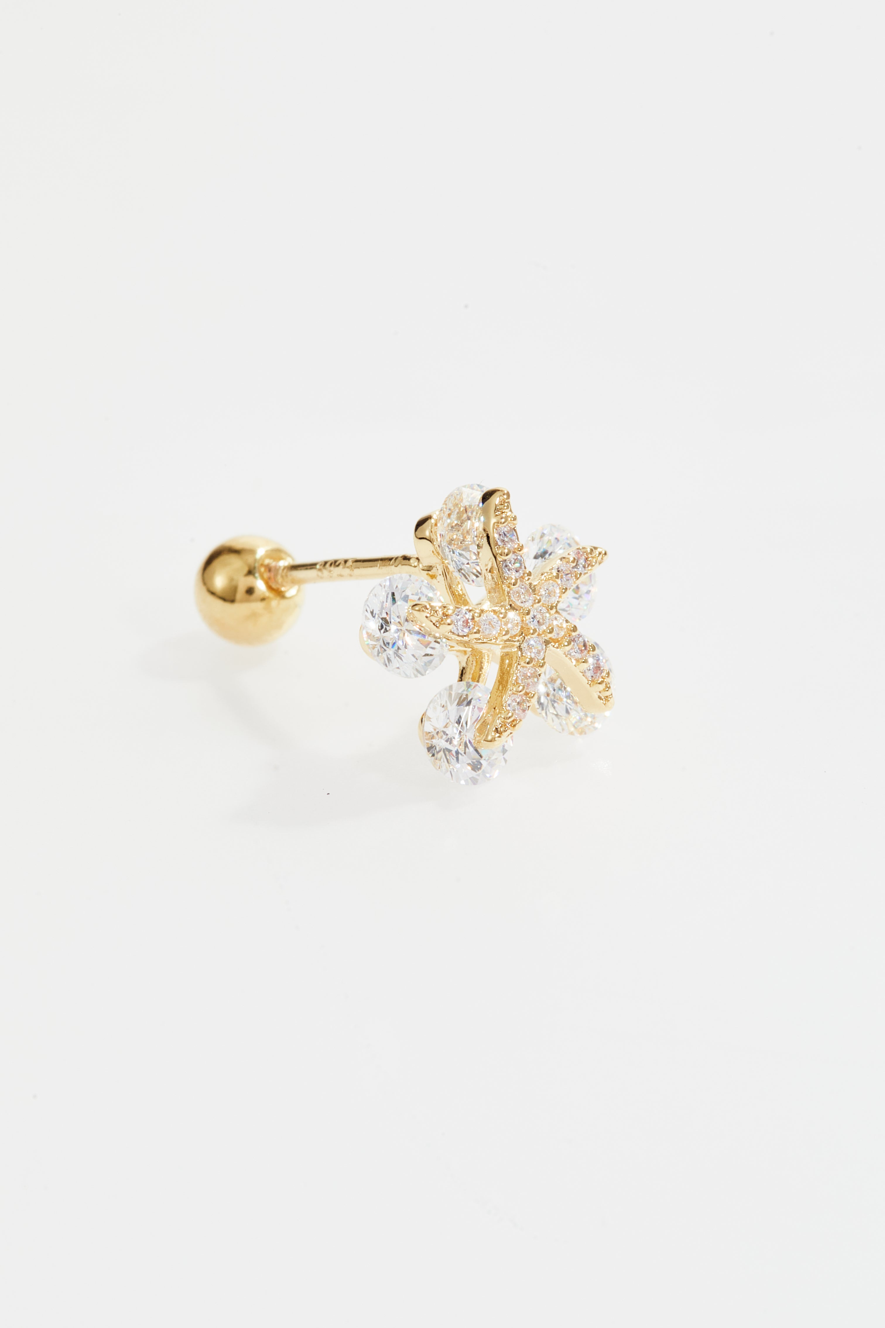 Gold-Plated CZ Flower Stud Earrings for Women
