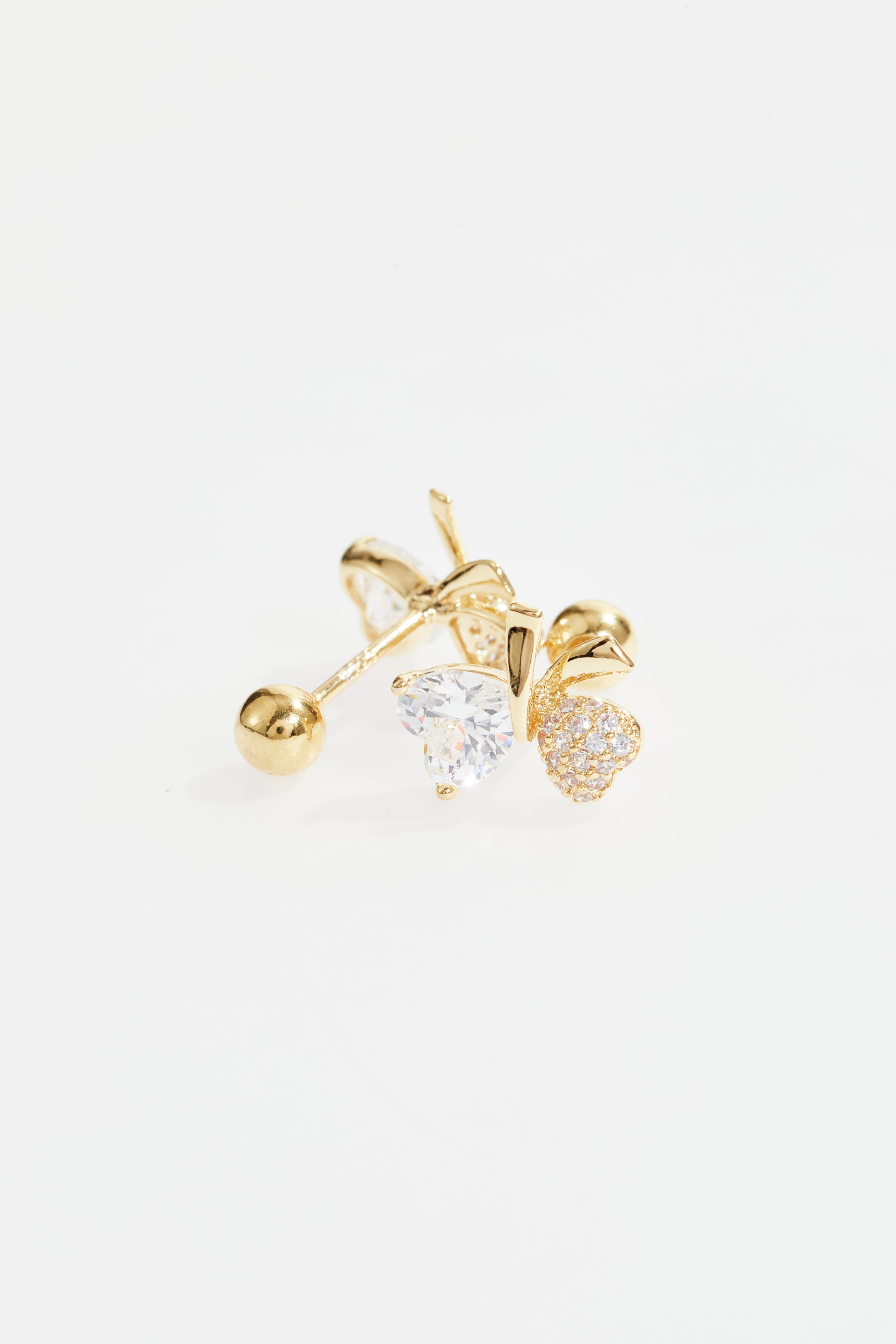 Gold-Plated Heart CZ Apple Stud Earrings for Women