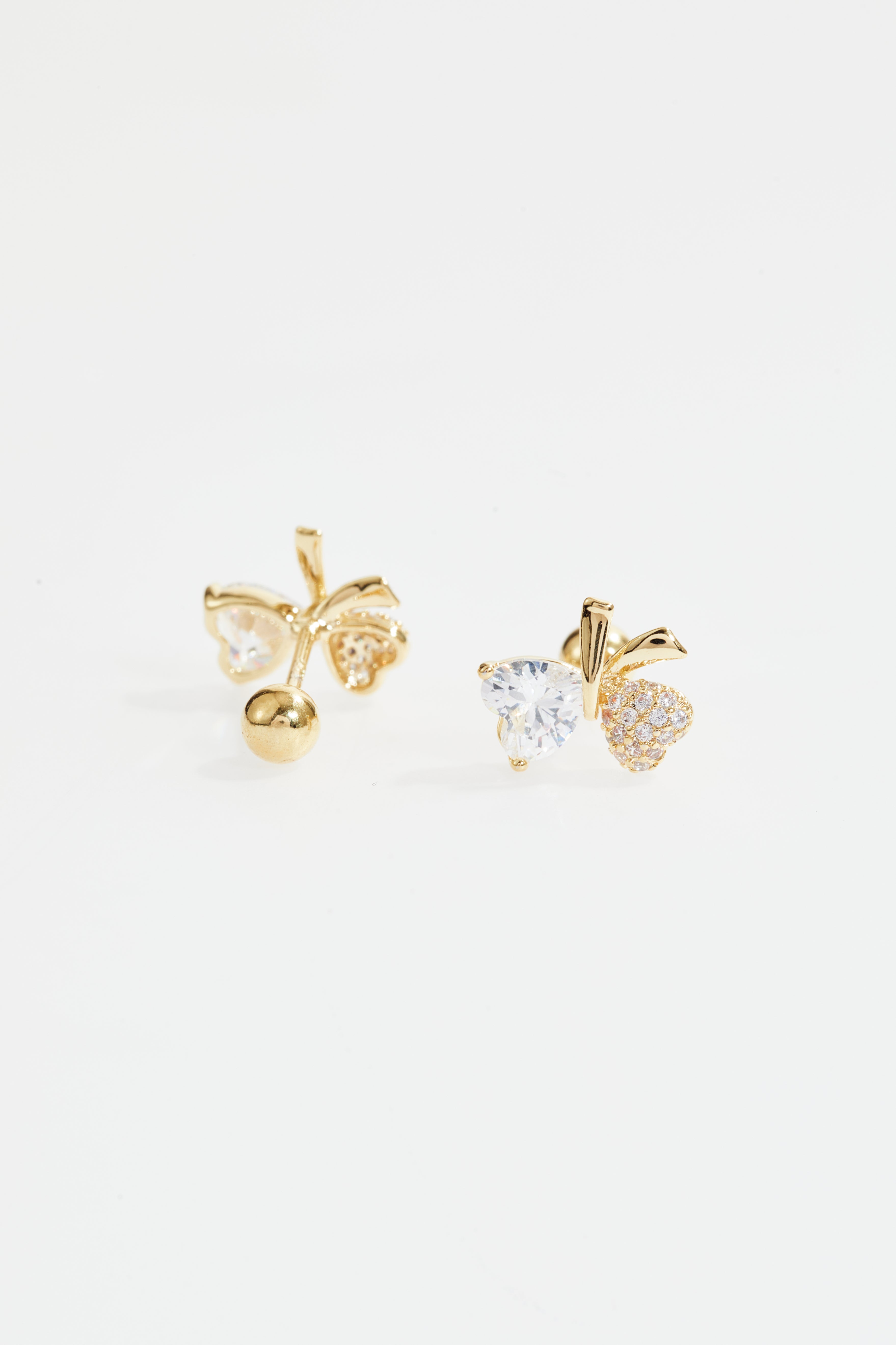 Gold-Plated Heart CZ Apple Stud Earrings for Women