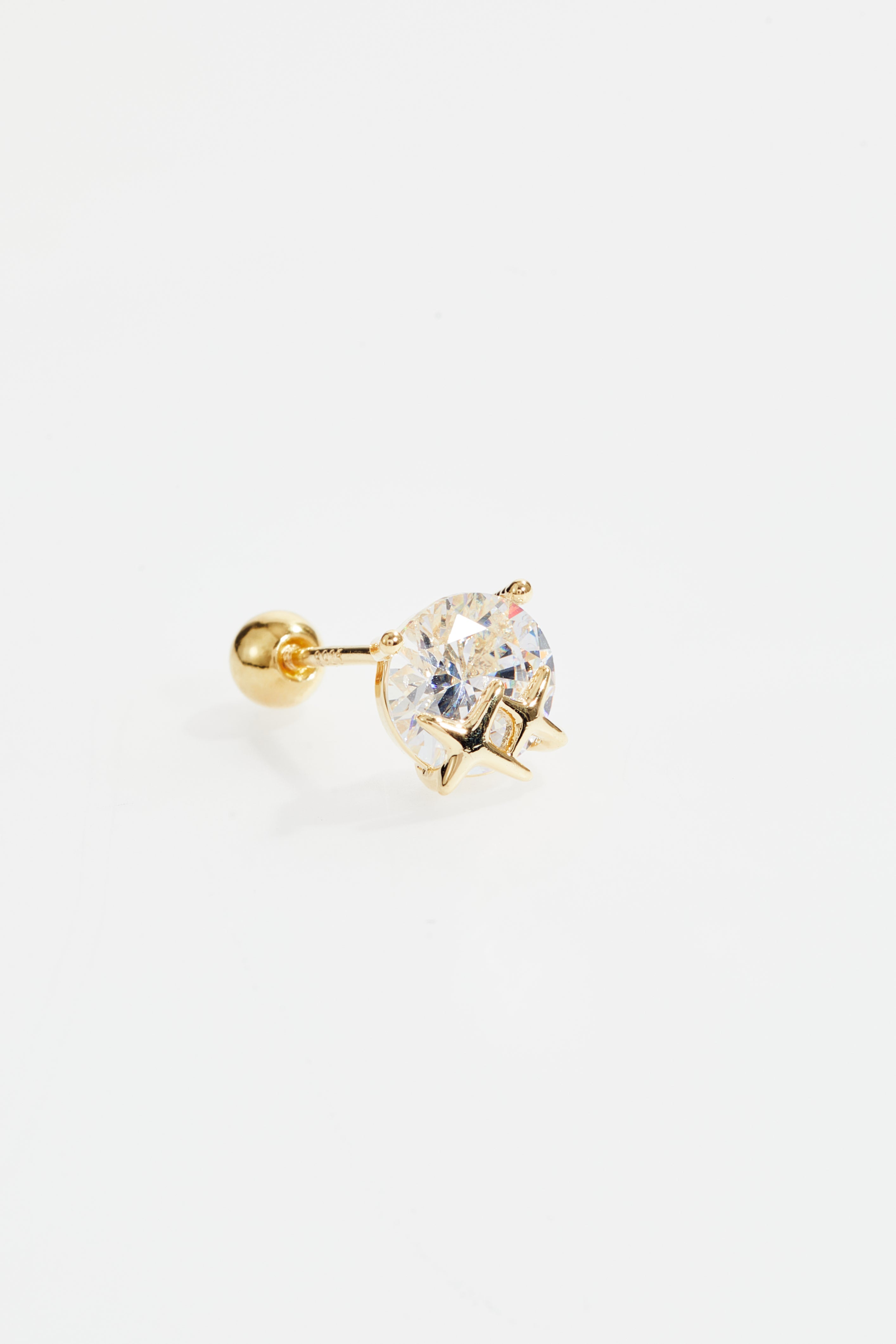 Gold-Plated Six-Prong CZ Solitaire Stud Earrings for Women