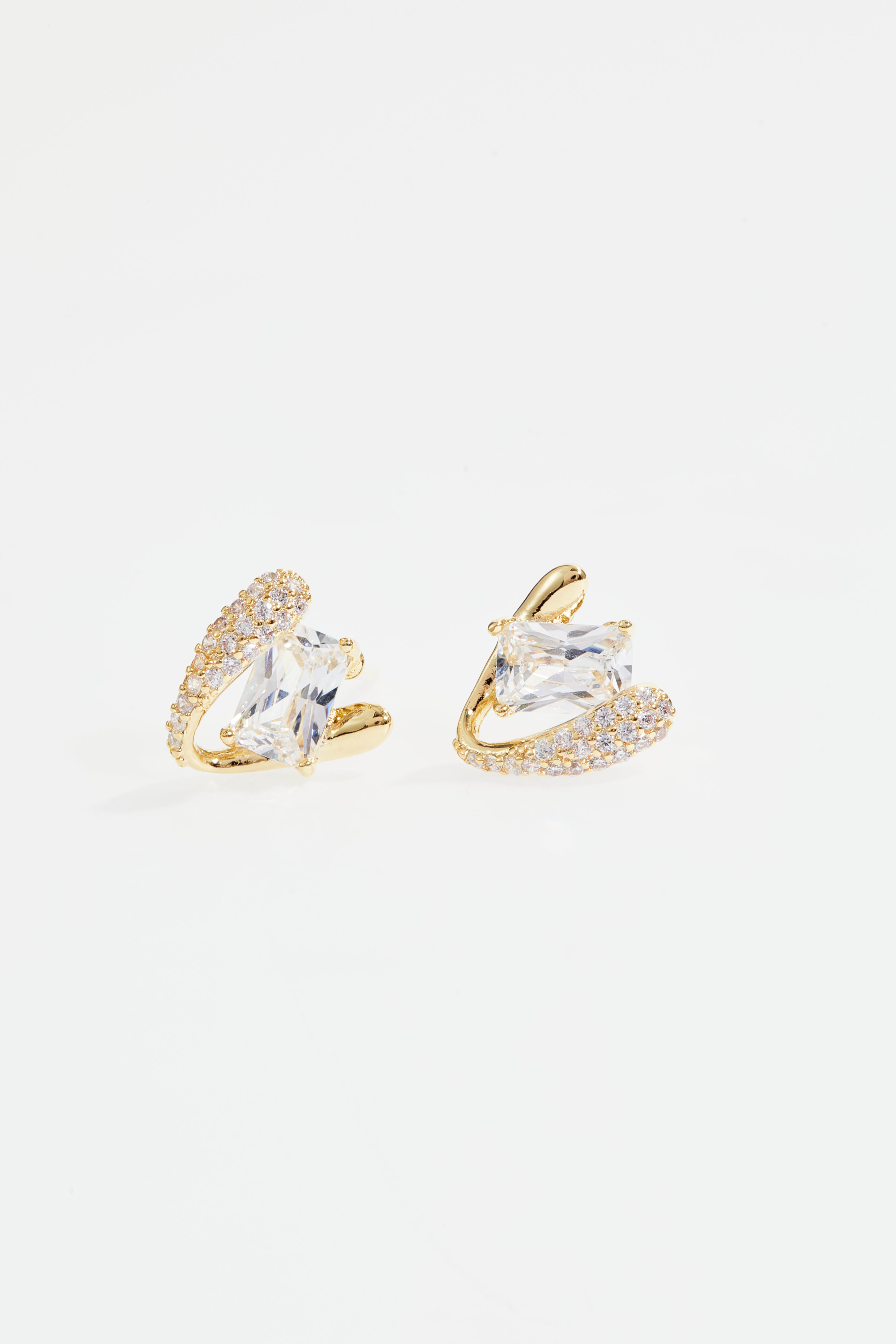 Gold-Plated Wrap-Around Princess-Cut CZ Earrings for Women