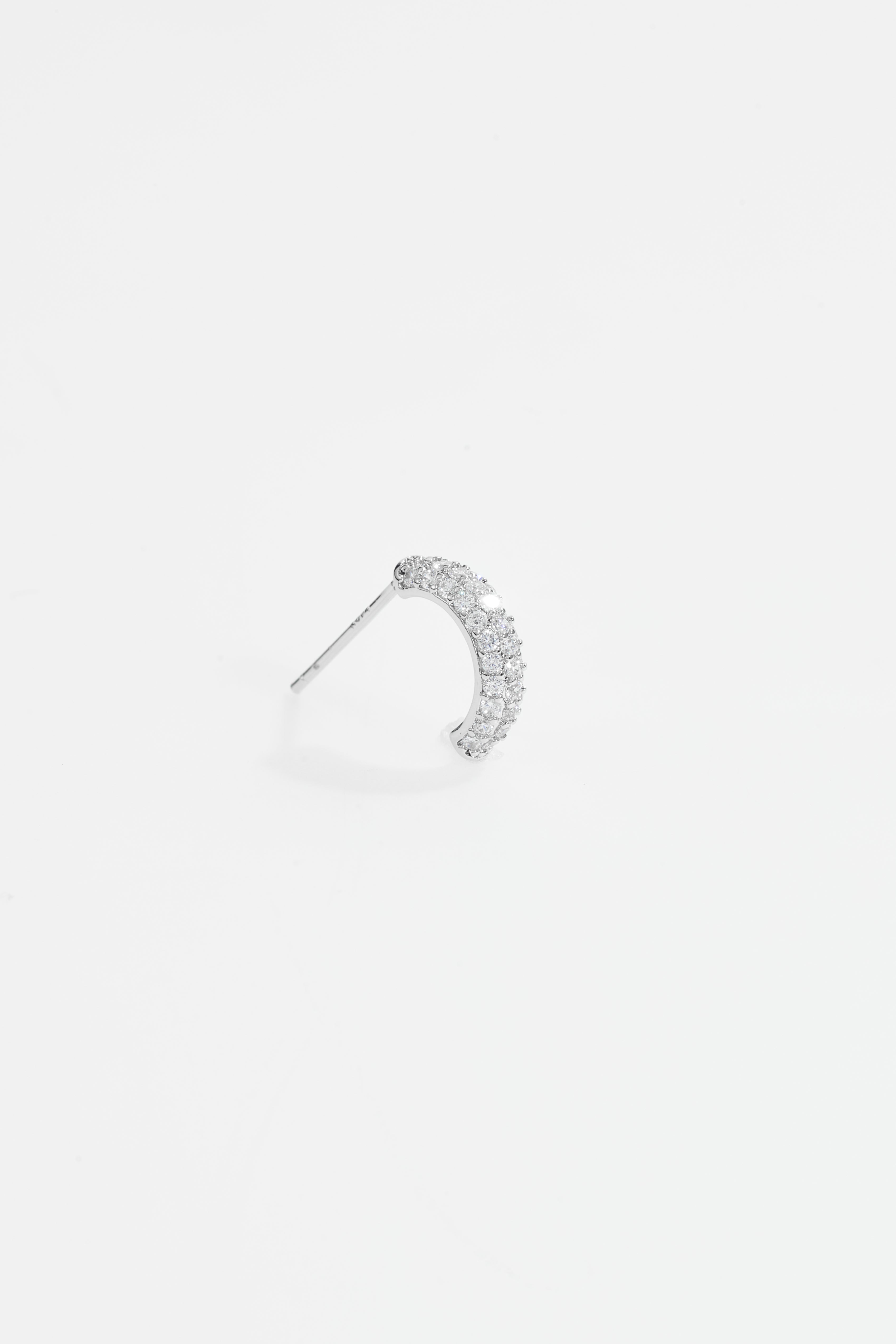 Silver-Plated Pavé CZ Huggie Hoop Earrings for Women