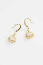 Gold-Plated Pear Halo CZ Drop Earrings for Women