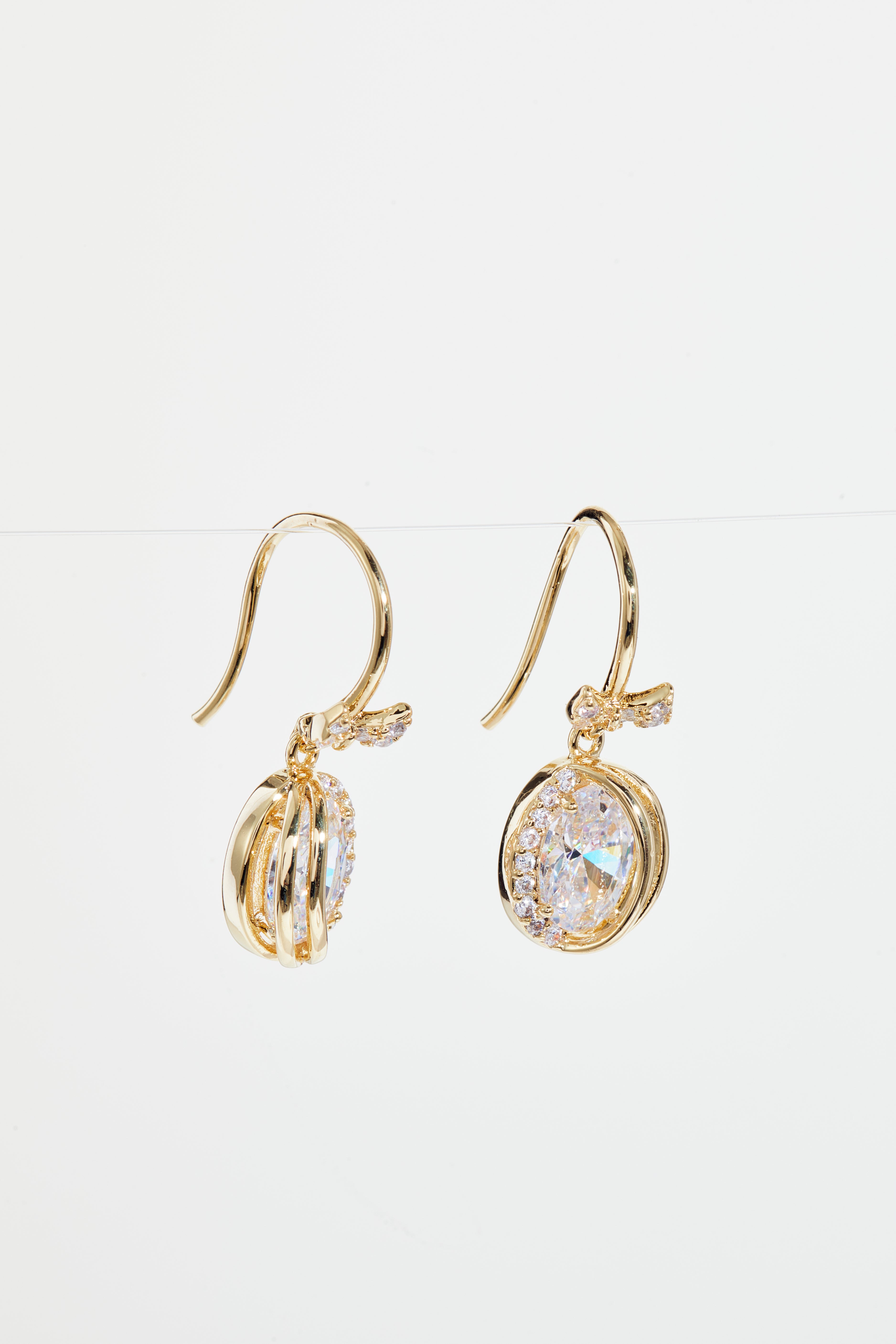 Gold-Plated Oval CZ Drop Earrings for Women