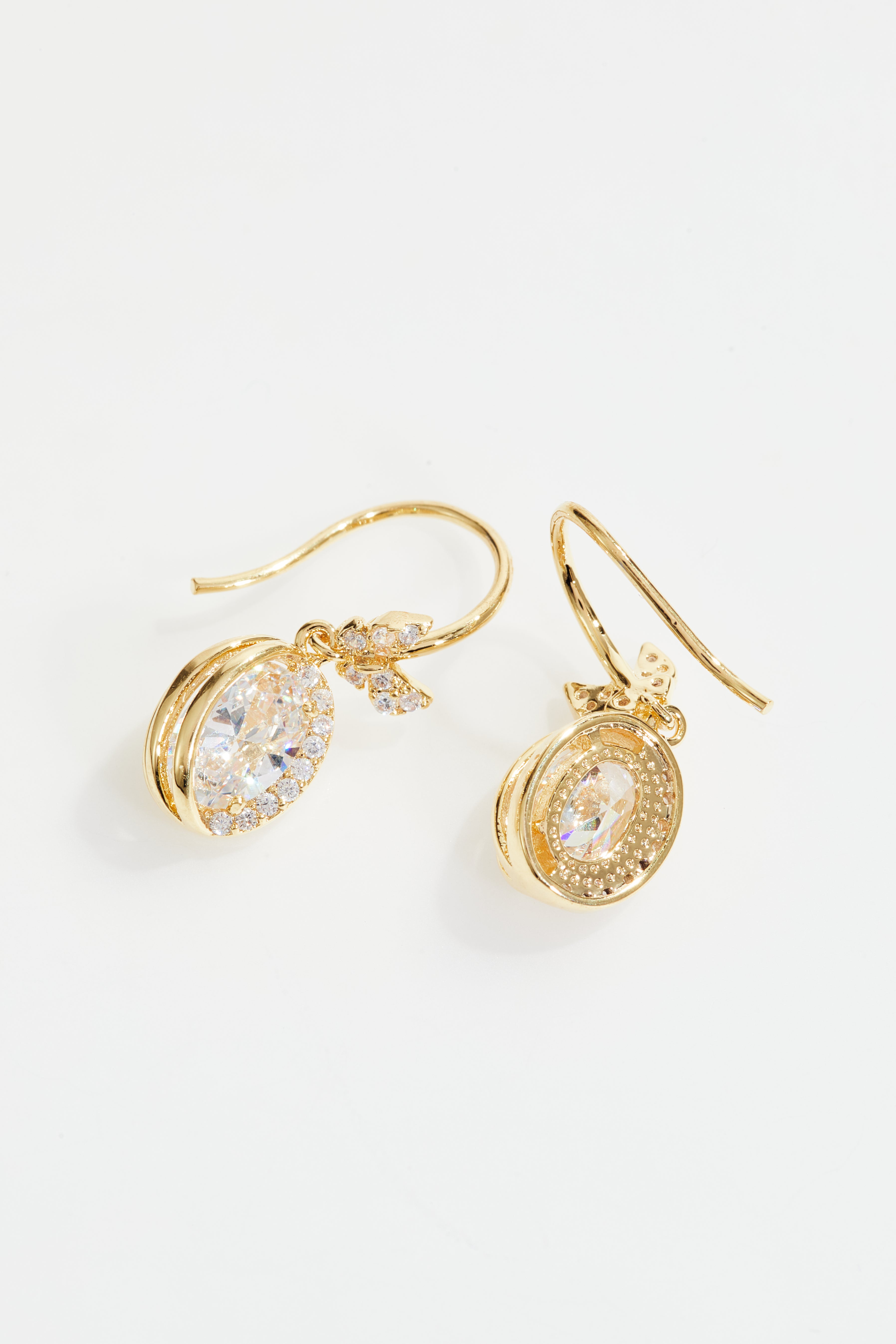 Gold-Plated Oval CZ Drop Earrings for Women