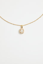 Gold-Plated Solitaire CZ Pendant Necklace & Earring Set for Women