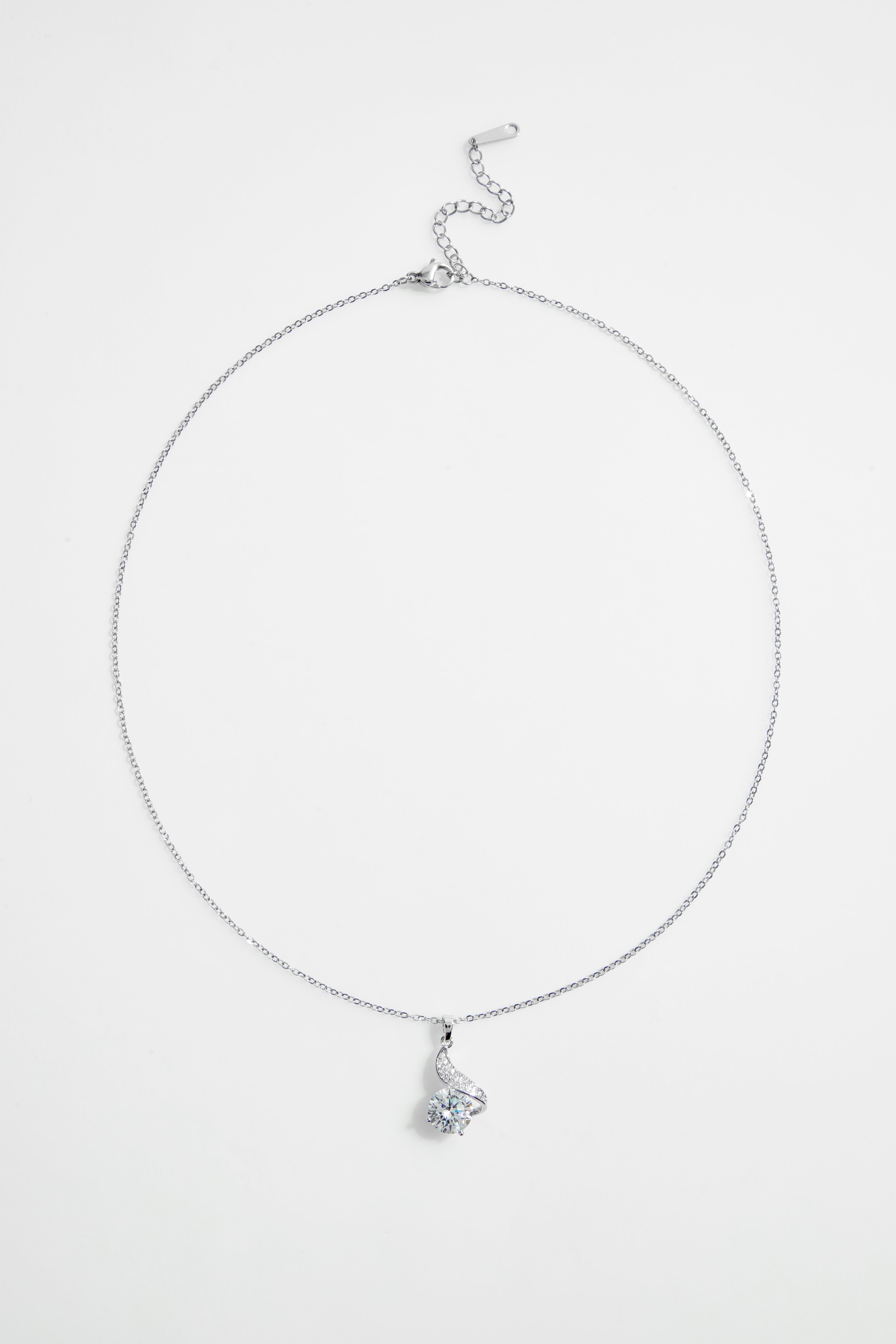 Silver-plated cubic zirconia pendant and earring set for Women