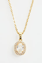 Gold-Plated Solitaire CZ Pendant Necklace & Earring Set for Women