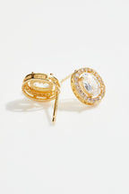 Gold-Plated Solitaire CZ Pendant Necklace & Earring Set for Women