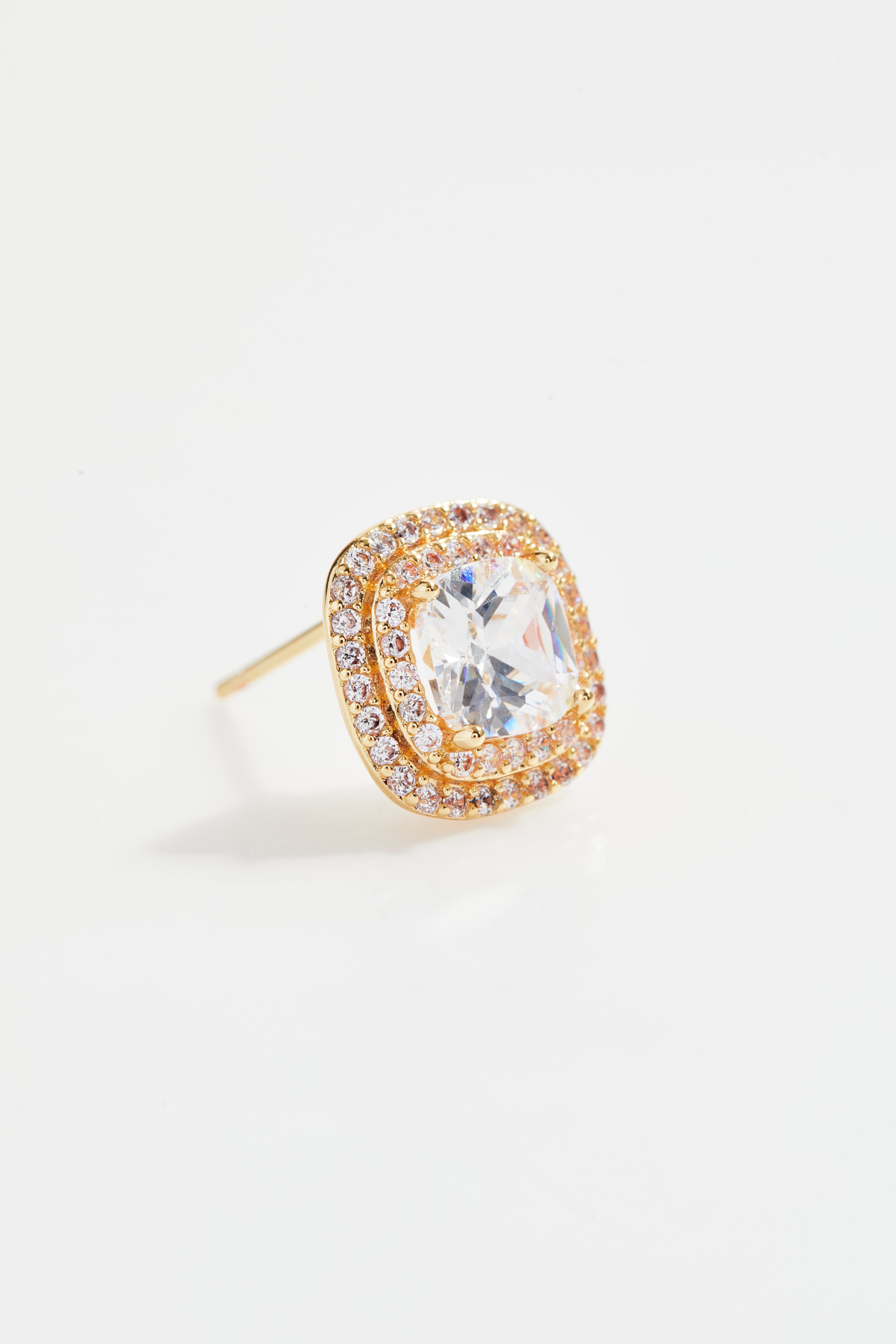 Gold-Plated square crystal necklace and earrings set,