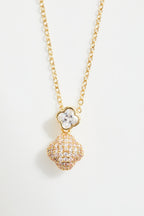 Gold-Plated Clover CZ Necklace & Earrings Set for Women