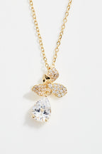 Gold-Plated CZ Necklace & Earrings Set for Women