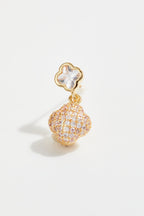 Gold-Plated Clover CZ Necklace & Earrings Set for Women