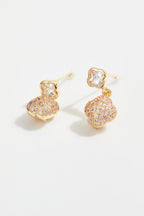 Gold-Plated Clover CZ Necklace & Earrings Set for Women