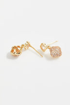 Gold-Plated Clover CZ Necklace & Earrings Set for Women