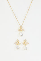 Gold-Plated CZ Necklace & Earrings Set for Women