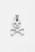 Stainless steel skull and crossbones pendant.