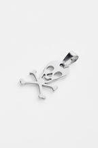 Stainless steel skull and crossbones pendant.