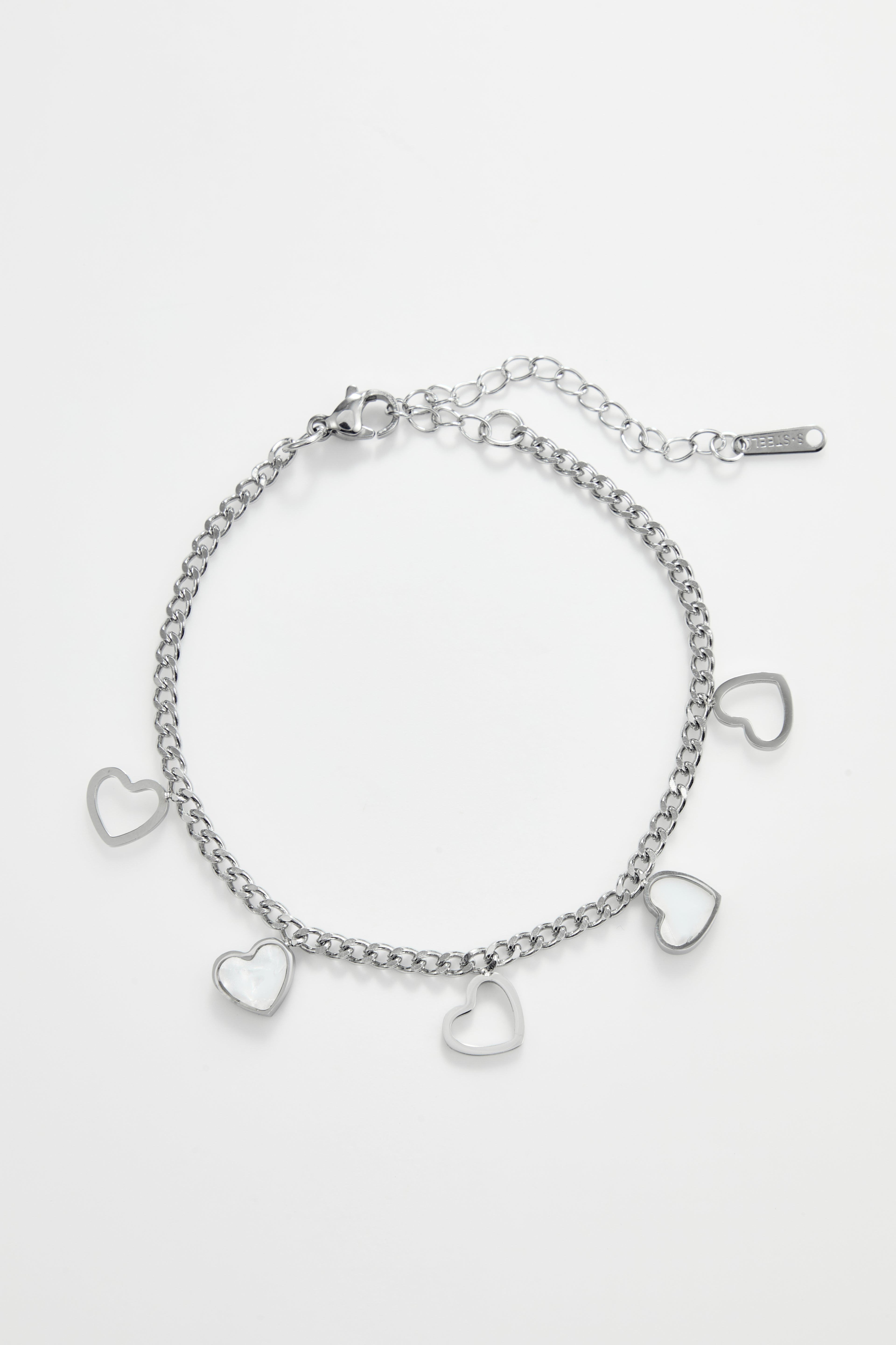 Silver-Plateded heart Charm Bracelet for Women