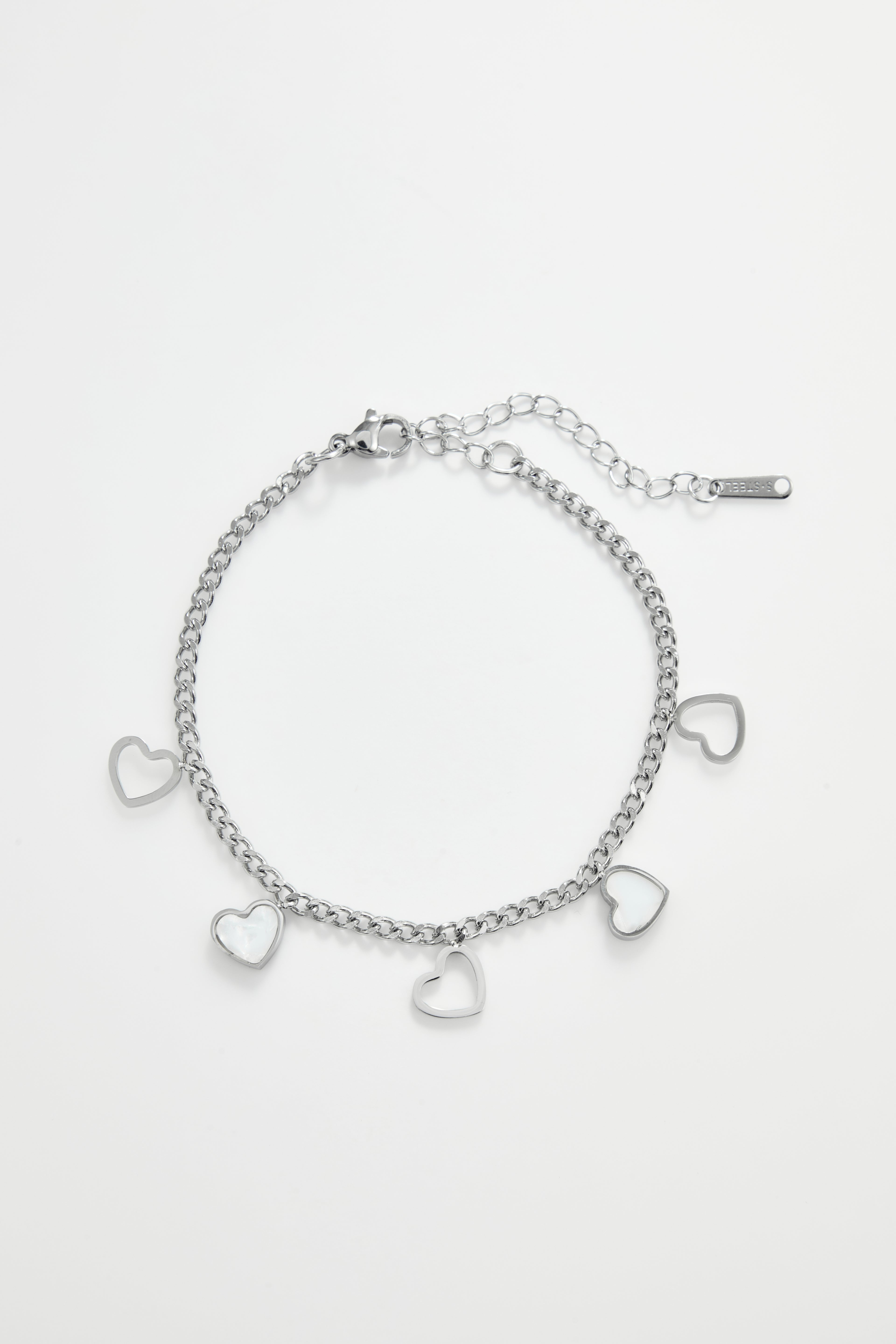 Silver-Plateded heart Charm Bracelet for Women