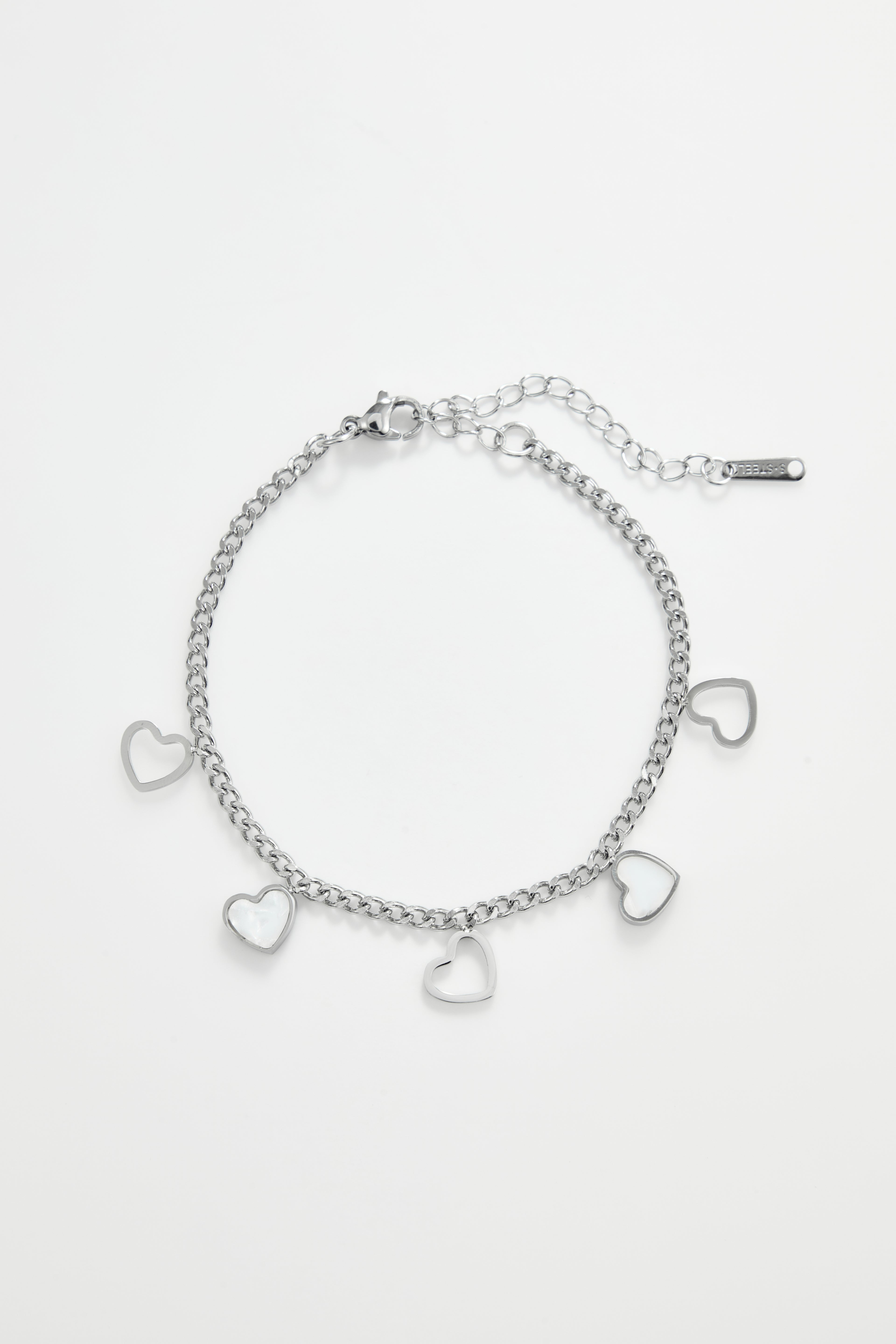 Silver-Plateded heart Charm Bracelet for Women