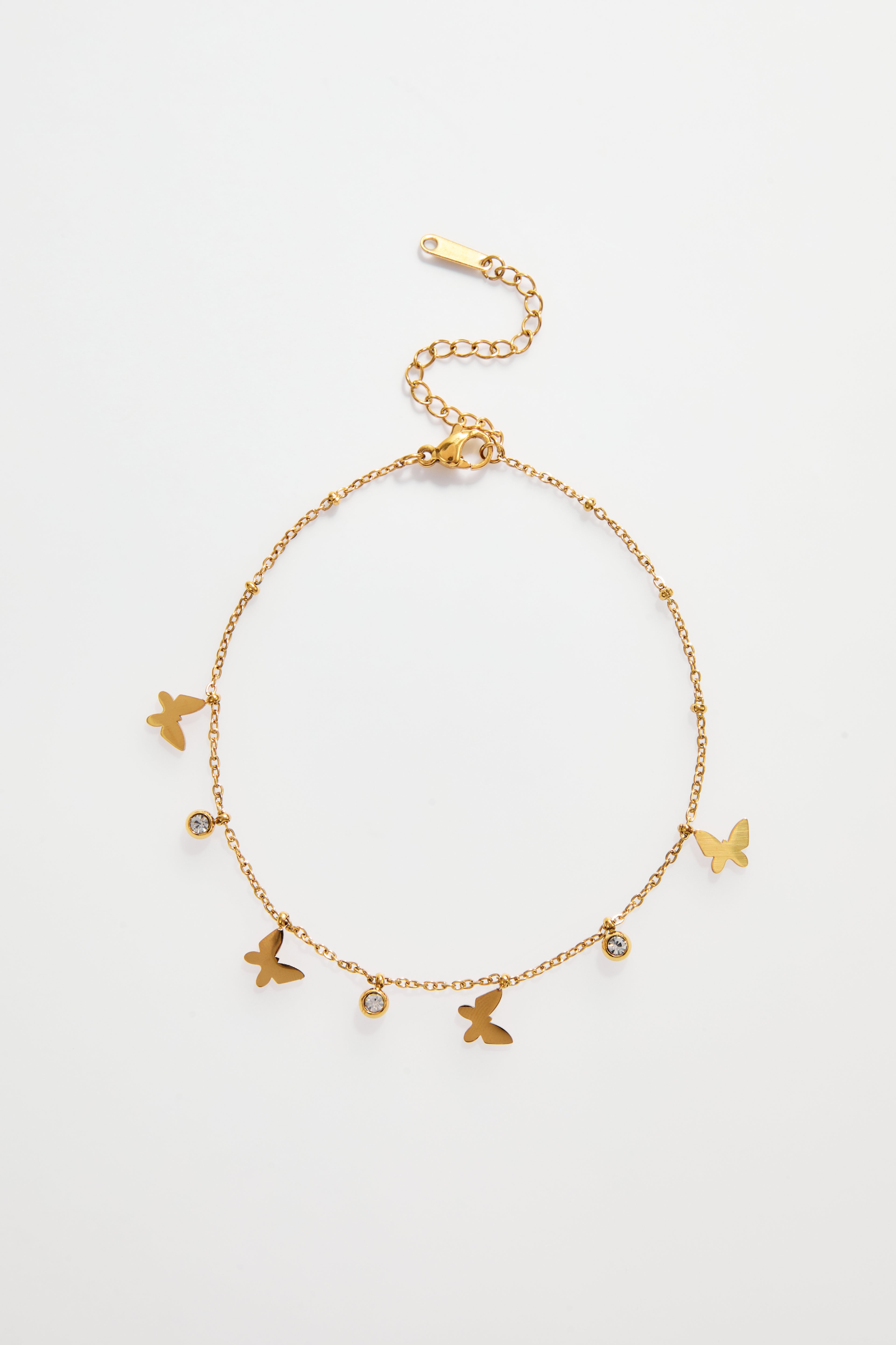 Gold-Plateded butterfly charm Anklet for Women