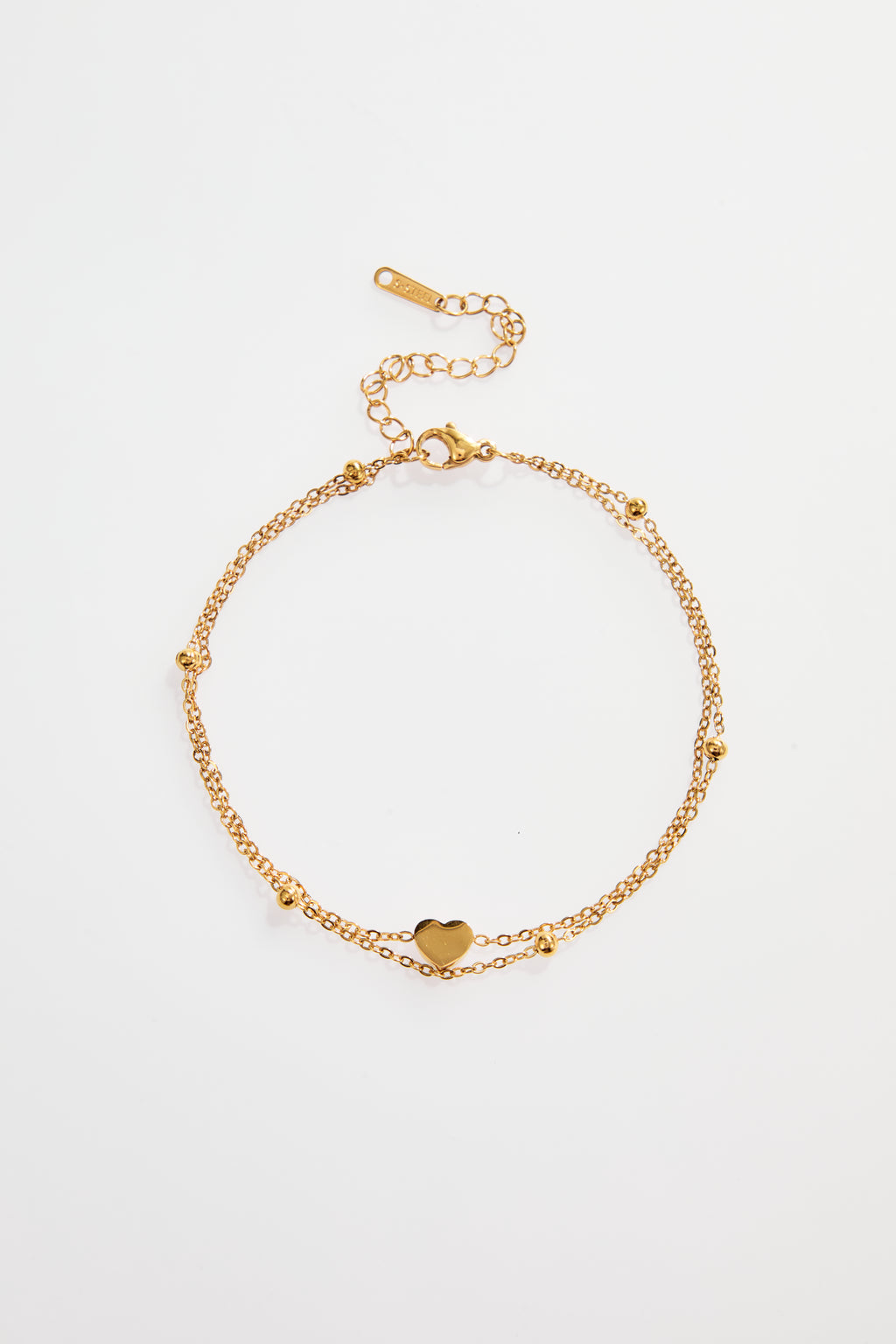 Gold-Plated Double-Layer Heart Charm Anklet