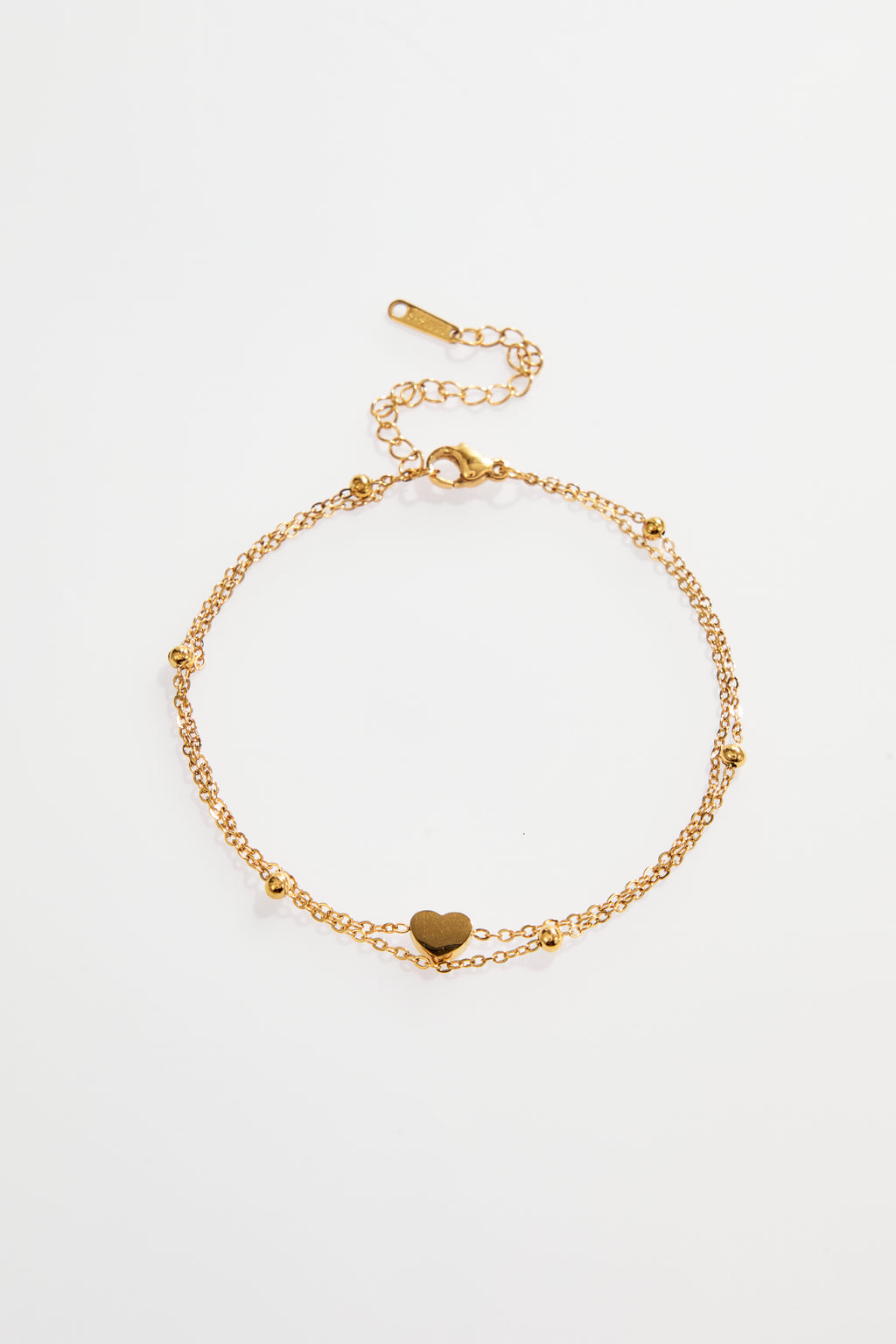 Gold-Plated Double-Layer Heart Charm Anklet