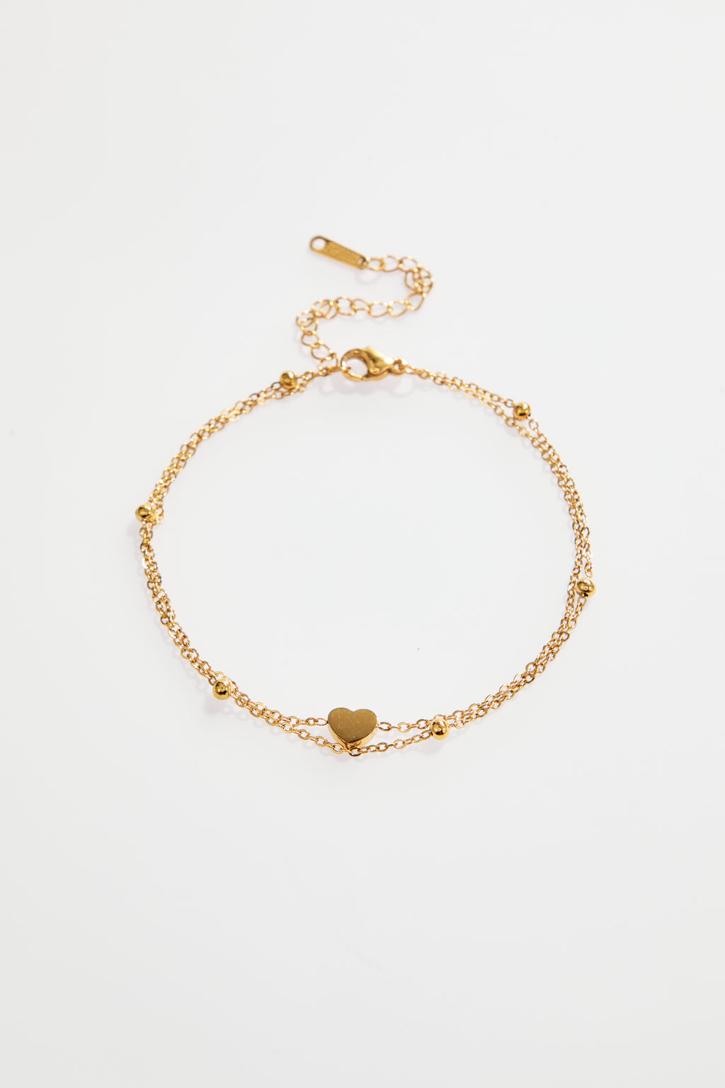 Gold-Plated Double-Layer Heart Charm Anklet