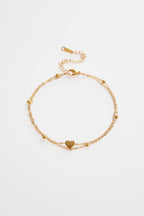 Gold-Plated Double-Layer Heart Charm Anklet