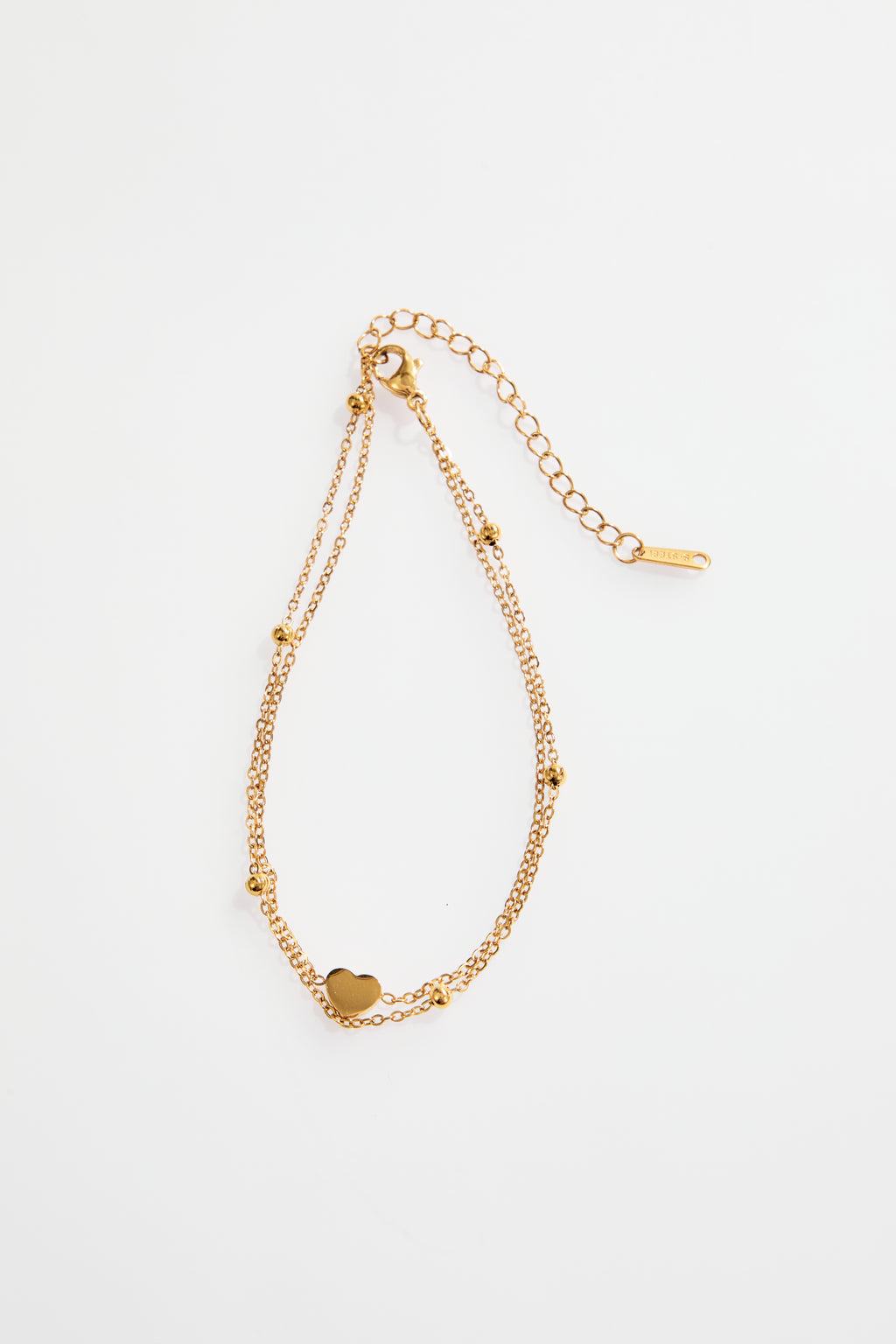 Gold-Plated Double-Layer Heart Charm Anklet