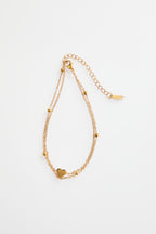Gold-Plated Double-Layer Heart Charm Anklet